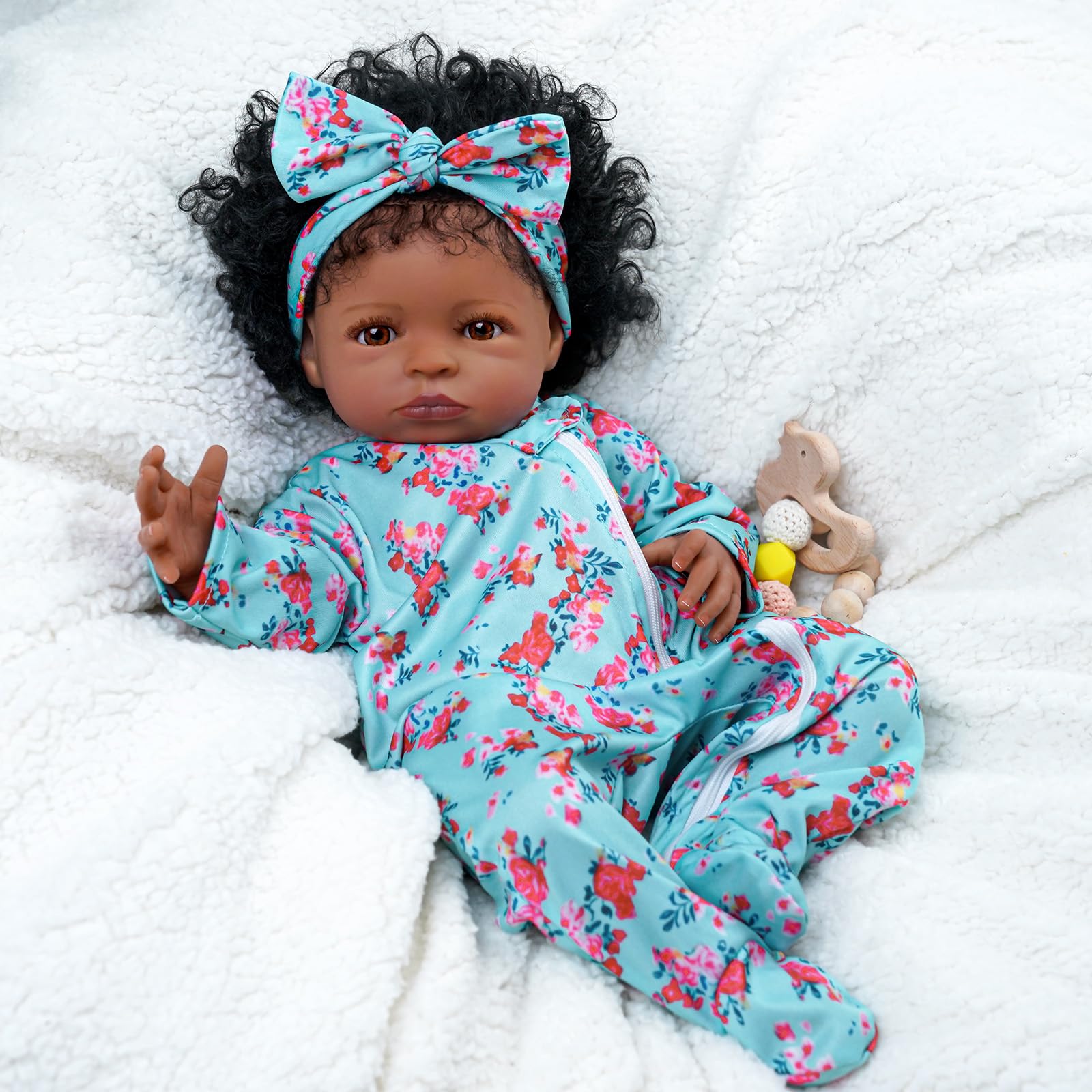 Foto 2 | Muñeca Reborn Babeside Lanny Black Girl, Cuerpo Blando De 18 - Venta Internacional.