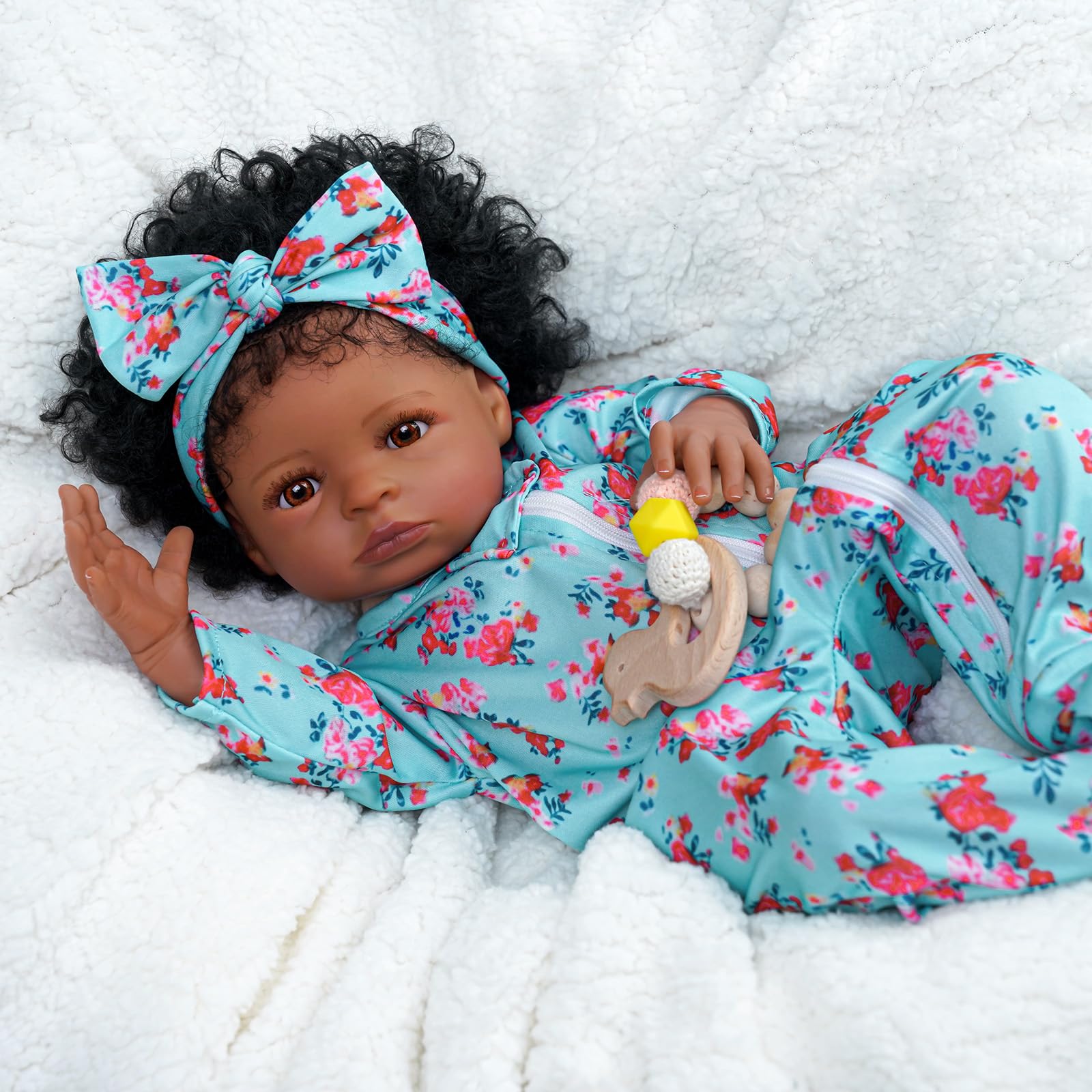 Foto 3 | Muñeca Reborn Babeside Lanny Black Girl, Cuerpo Blando De 18 - Venta Internacional.