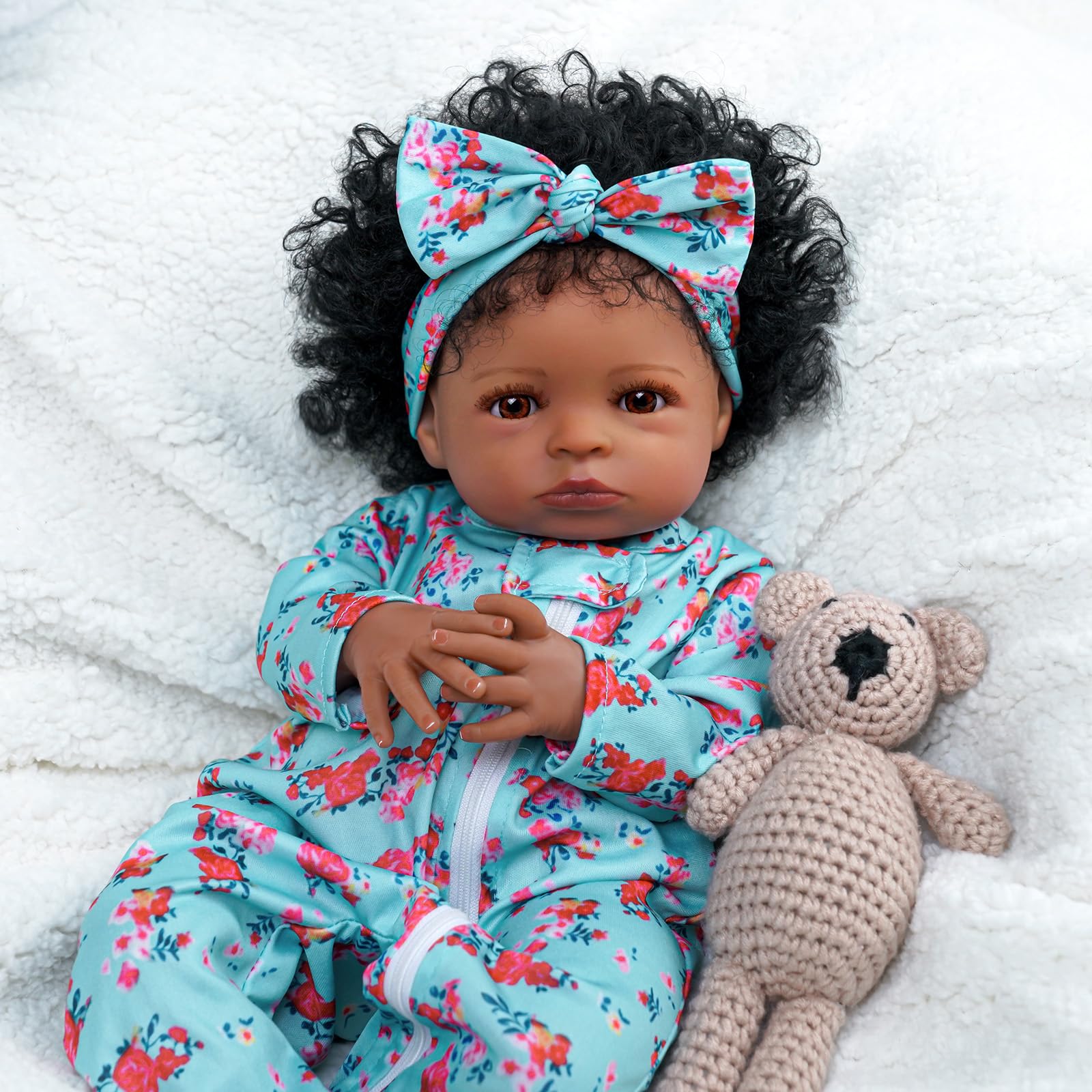 Foto 4 | Muñeca Reborn Babeside Lanny Black Girl, Cuerpo Blando De 18 - Venta Internacional.