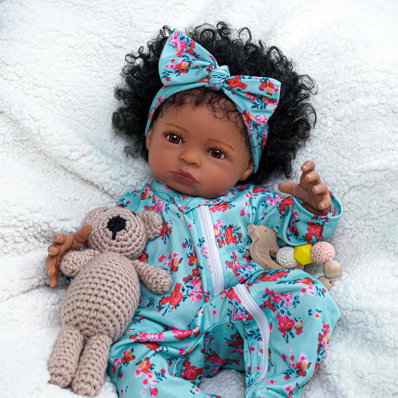 Foto 7 pulgar | Muñeca Reborn Babeside Lanny Black Girl, Cuerpo Blando De 18 - Venta Internacional.