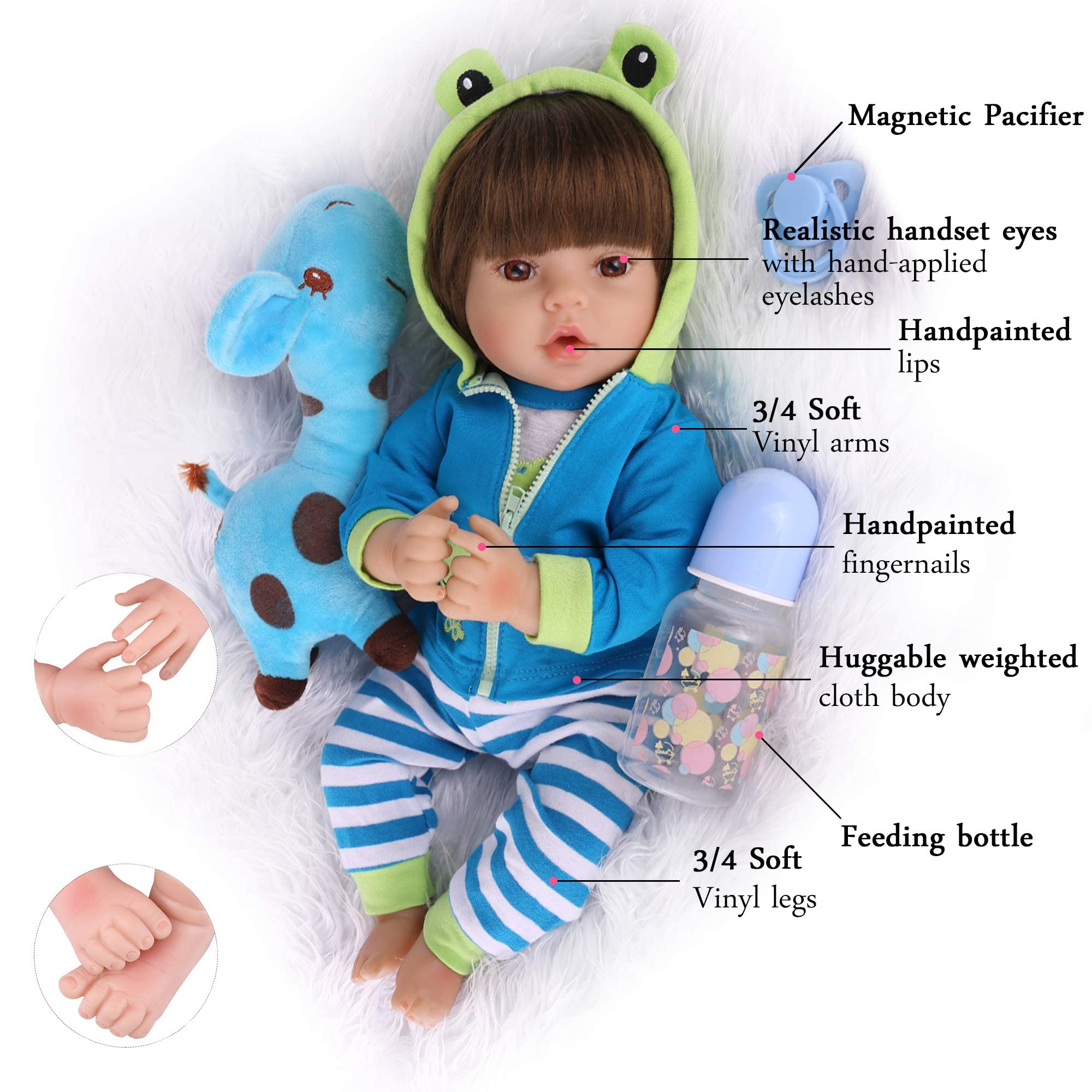 Foto 6 pulgar | Reborn Baby Doll Charex, Niño Con Peso Realista, 18 Pulgadas - Venta Internacional.