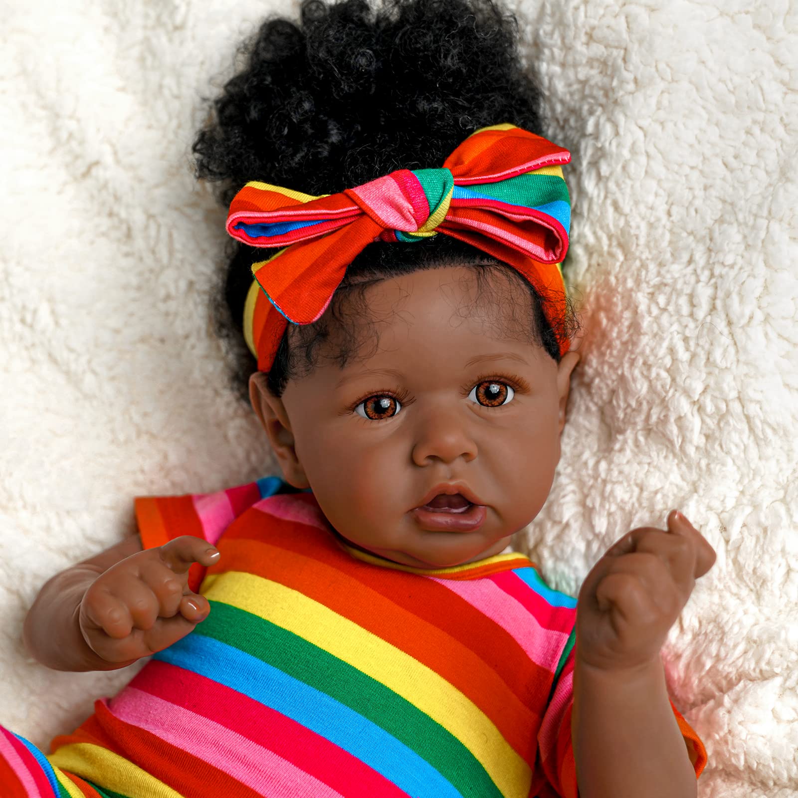 Foto 2 pulgar | Muñeca Reborn Jizhi Black Girl De 50 Cm Con Accesorios - Venta Internacional.