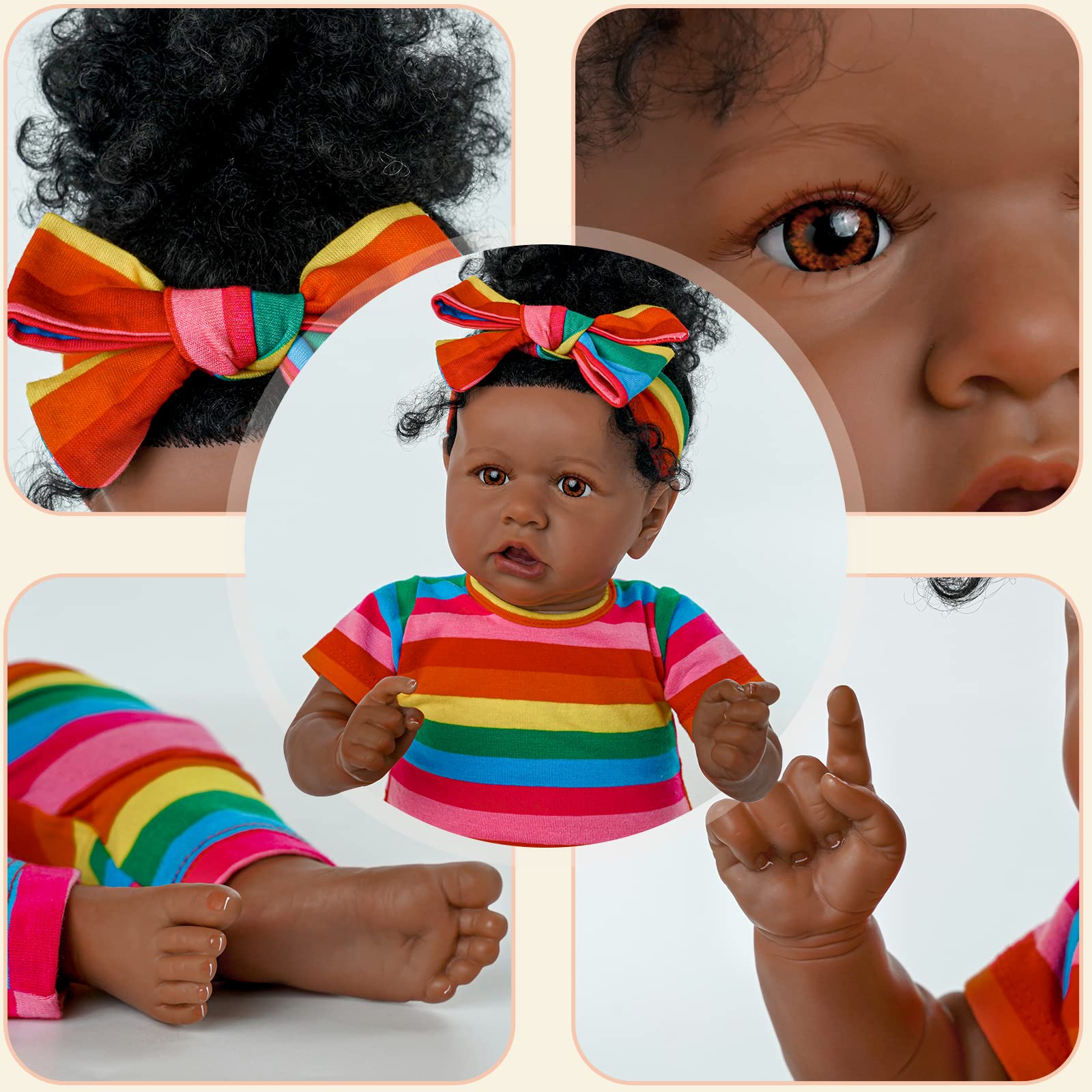 Foto 3 pulgar | Muñeca Reborn Jizhi Black Girl De 50 Cm Con Accesorios - Venta Internacional.