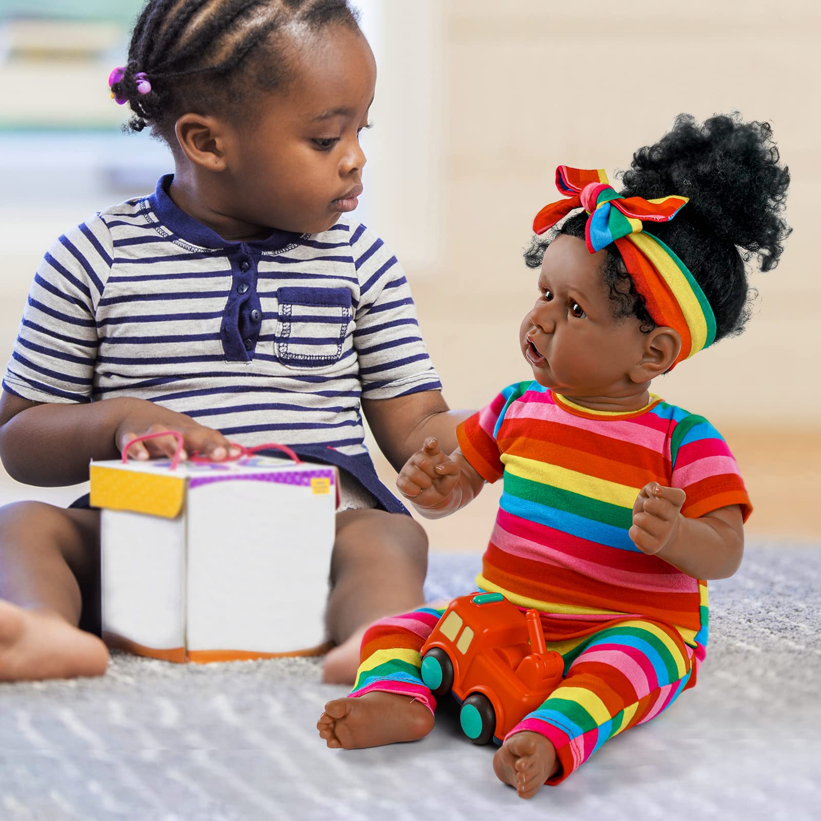 Foto 6 pulgar | Muñeca Reborn Jizhi Black Girl De 50 Cm Con Accesorios - Venta Internacional.