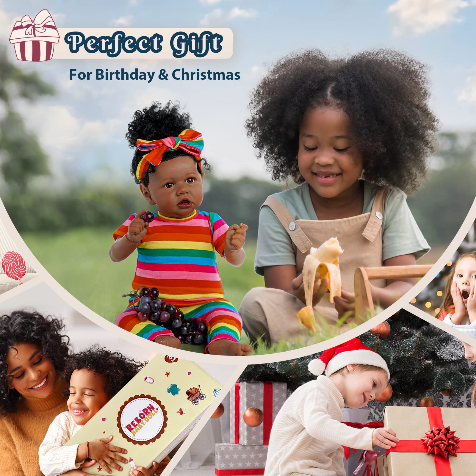 Foto 7 pulgar | Muñeca Reborn Jizhi Black Girl De 50 Cm Con Accesorios - Venta Internacional.