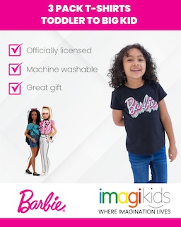 Foto 2 | Camiseta Barbie Big Girls Rosa/negra 14-16 Años - Venta Internacional.