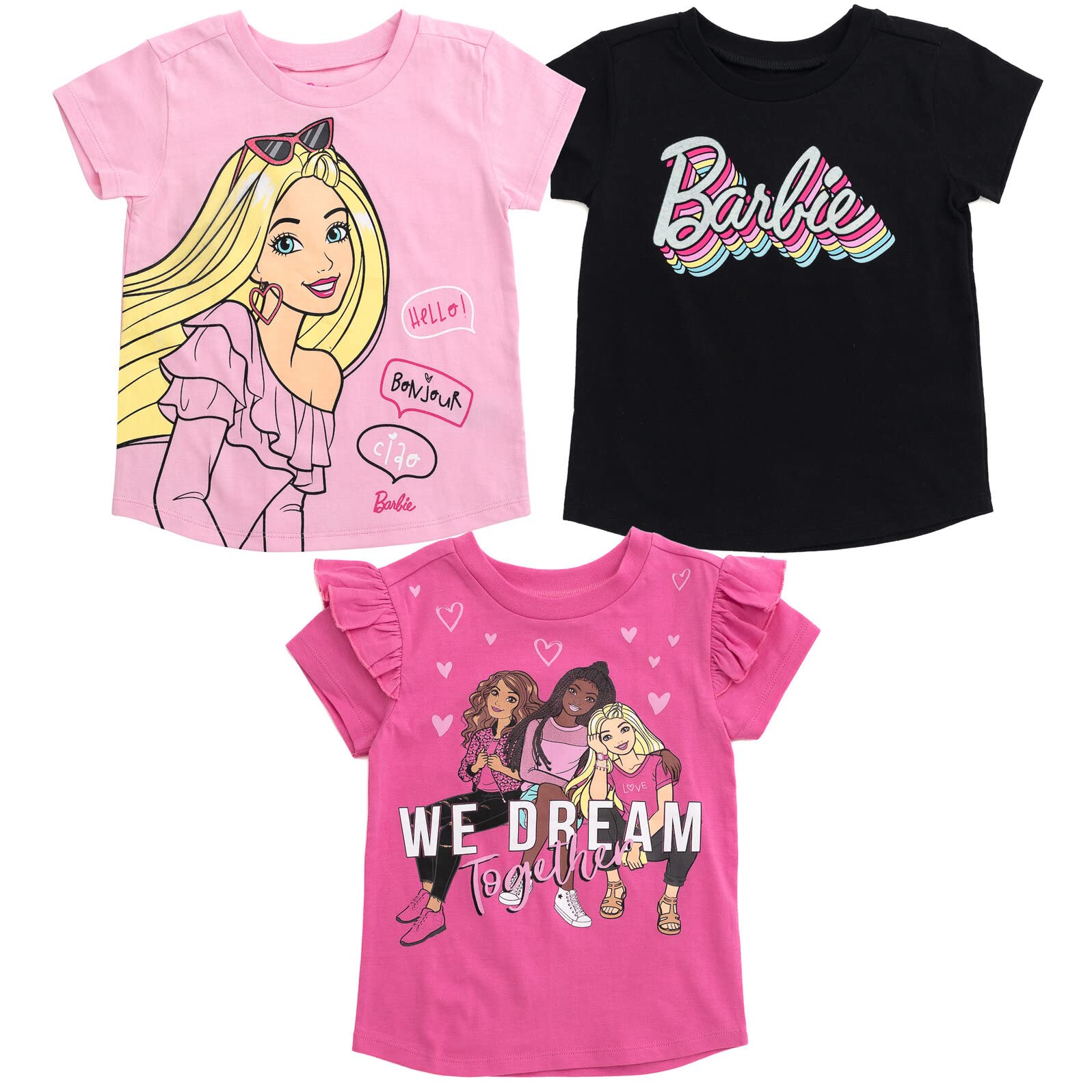 Foto 2 pulgar | Pack De 3 Camisetas Barbie Big Girls, Color Rosa/negro, 10-1 - Venta Internacional.