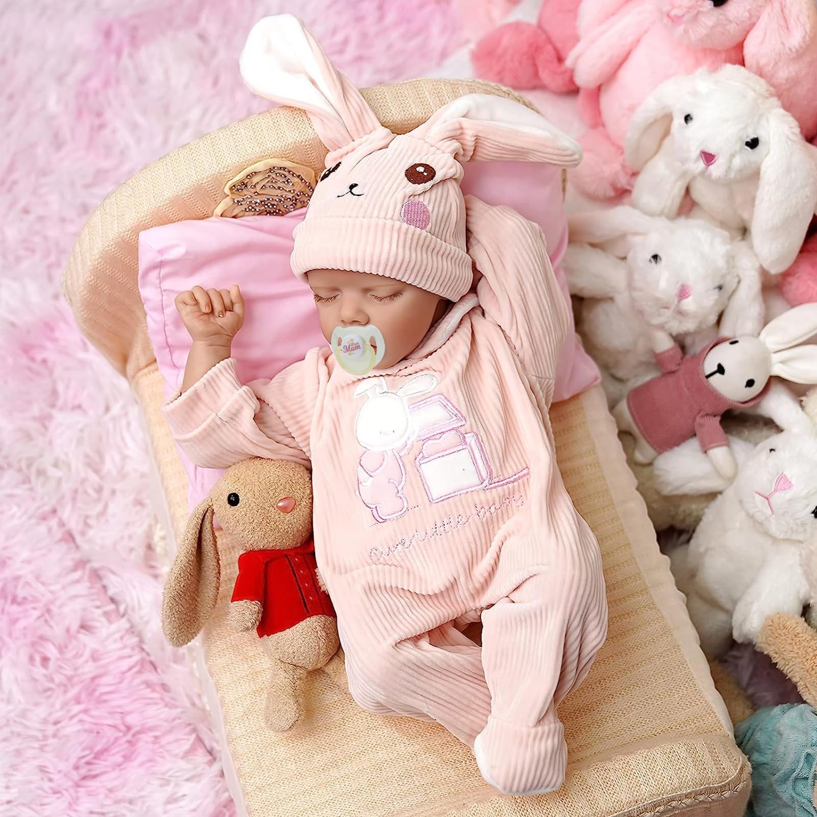 Foto 2 pulgar | Muñeca Reborn Jizhi Lifelike De 43 Cm Con Juguete Para Conejos Y Kit De Alimentación - Venta Internacional.