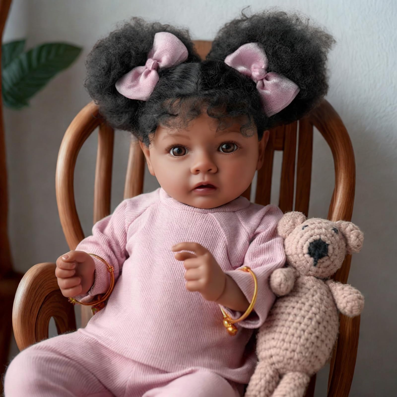 Foto 8 pulgar | Muñeca Reborn Babeside Daisy Black Girl De 50 Cm Con Ropa - Venta Internacional.