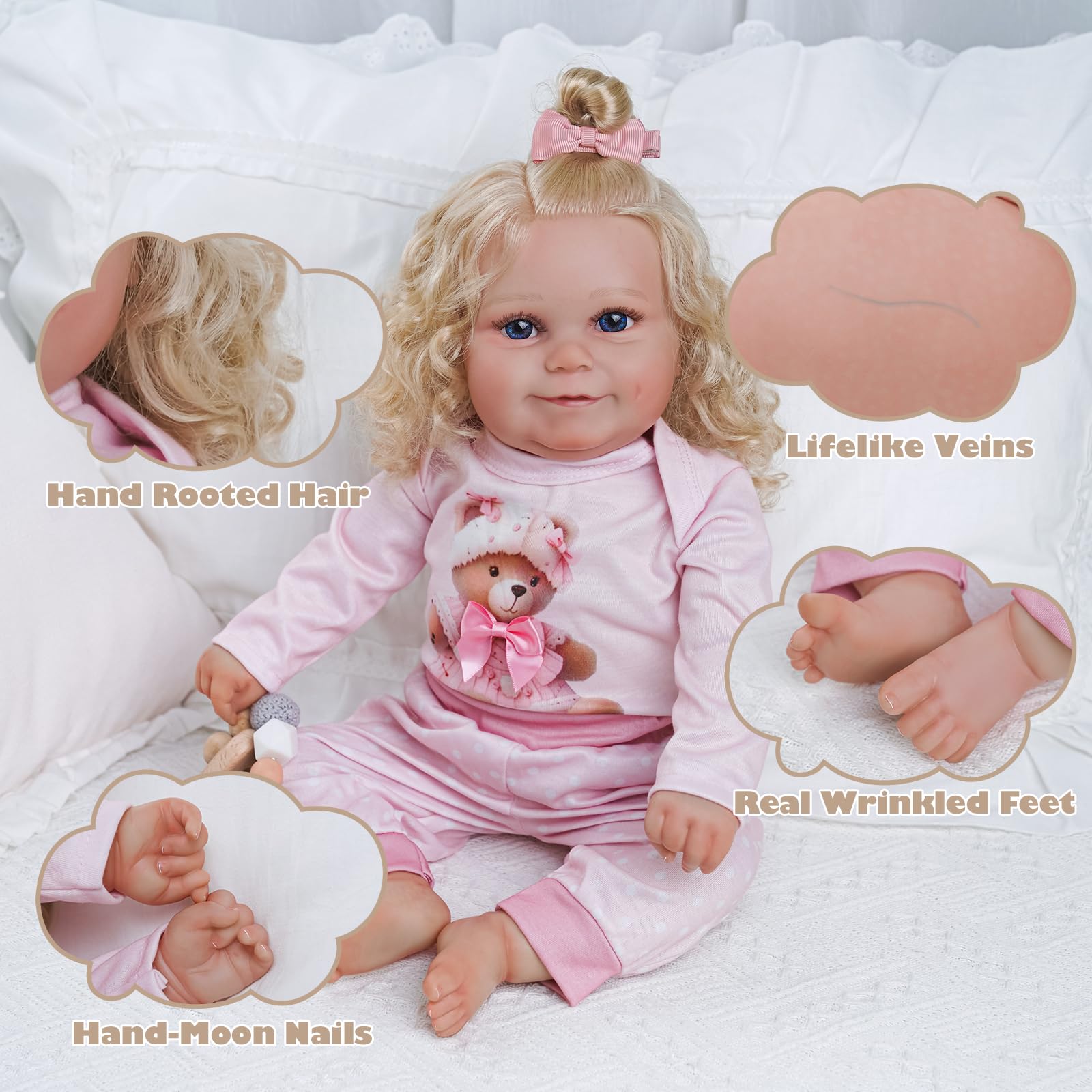 Foto 2 | Muñeca Reborn Jizhi Realilike Girl Maddy De 50 Cm Con Caja De Regalo - Venta Internacional.