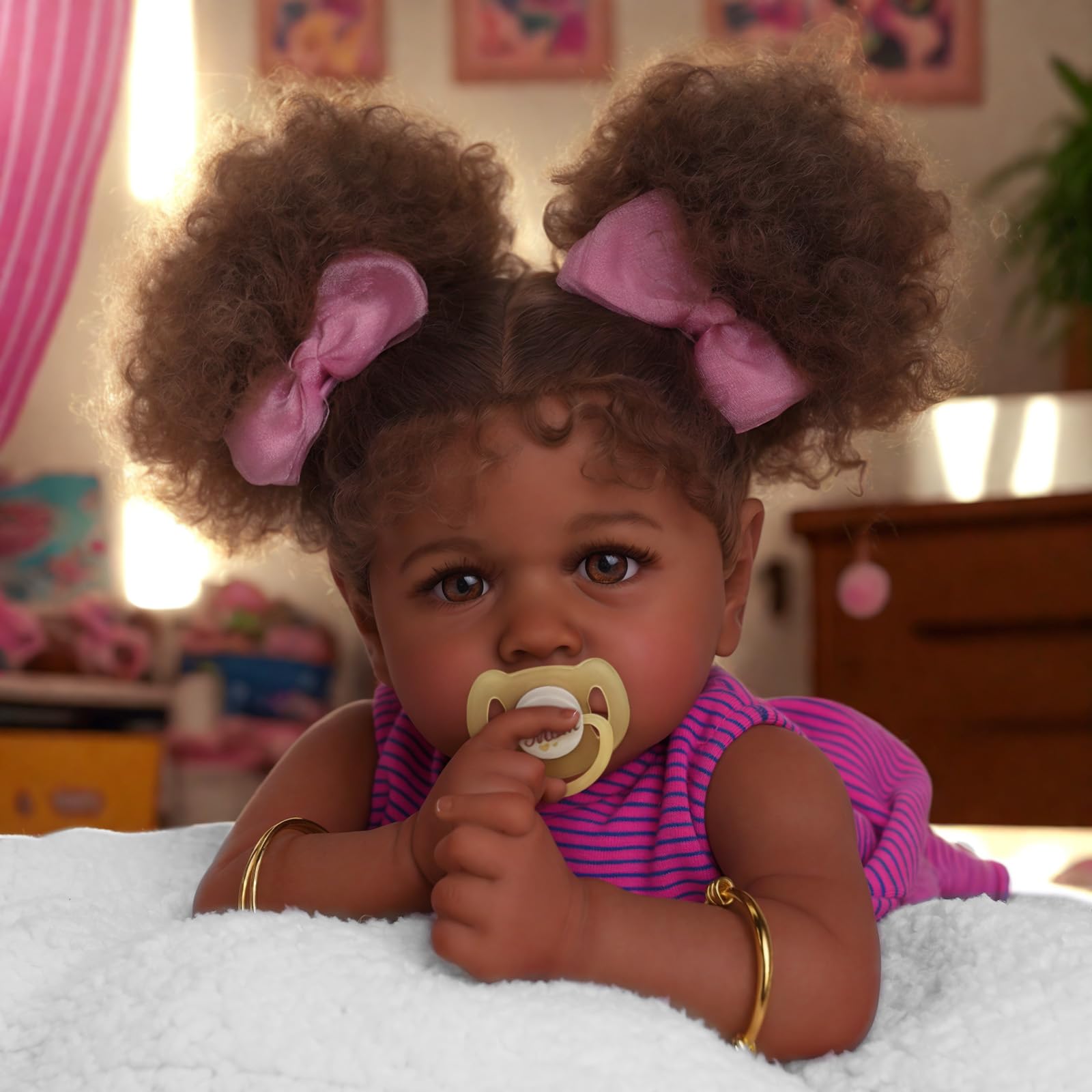 Muñeca Reborn Jizhi Negra De 55 Cm Con Tono De Piel Caramelo Desde Hace Más De 3 Años - Venta Internacional.