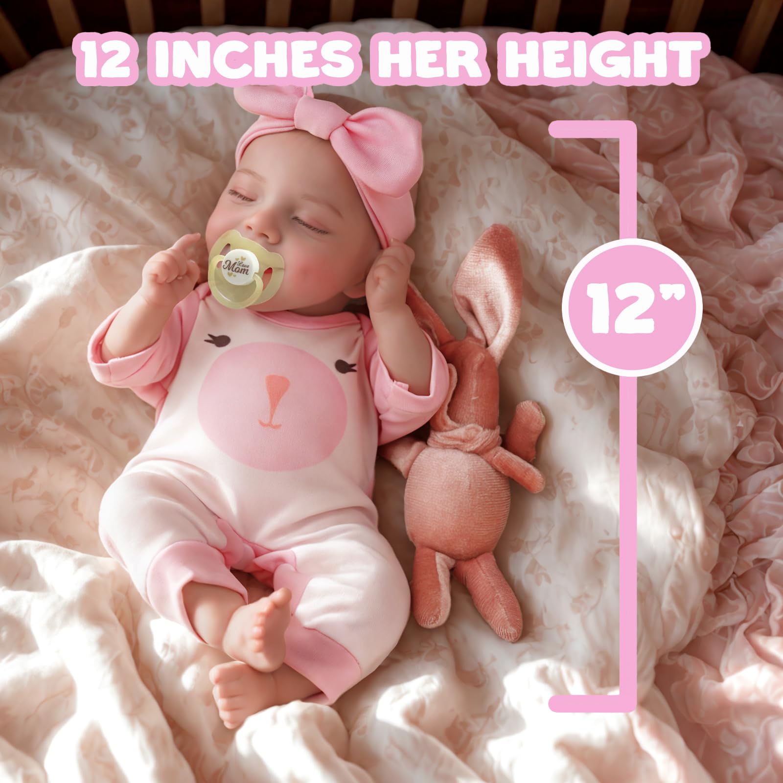 Foto 6 pulgar | Muñeca Reborn Jizhi De 30 Cm, Cuerpo Suave, Realista, Con Accesorio - Venta Internacional.