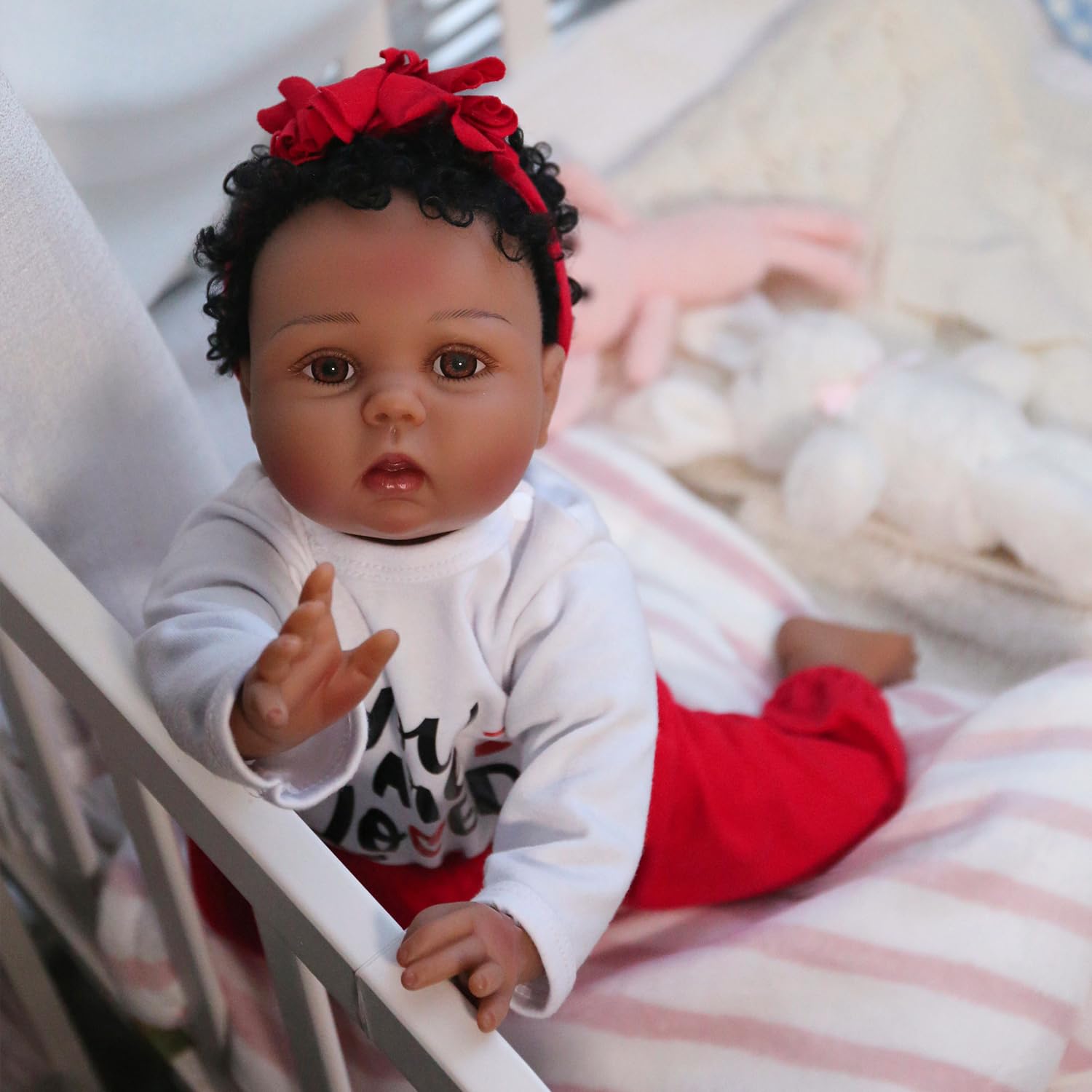 Foto 5 pulgar | Muñeca Reborn Charex Black Lucy De 55 Cm Con Cuerpo De Tela Suave - Venta Internacional.