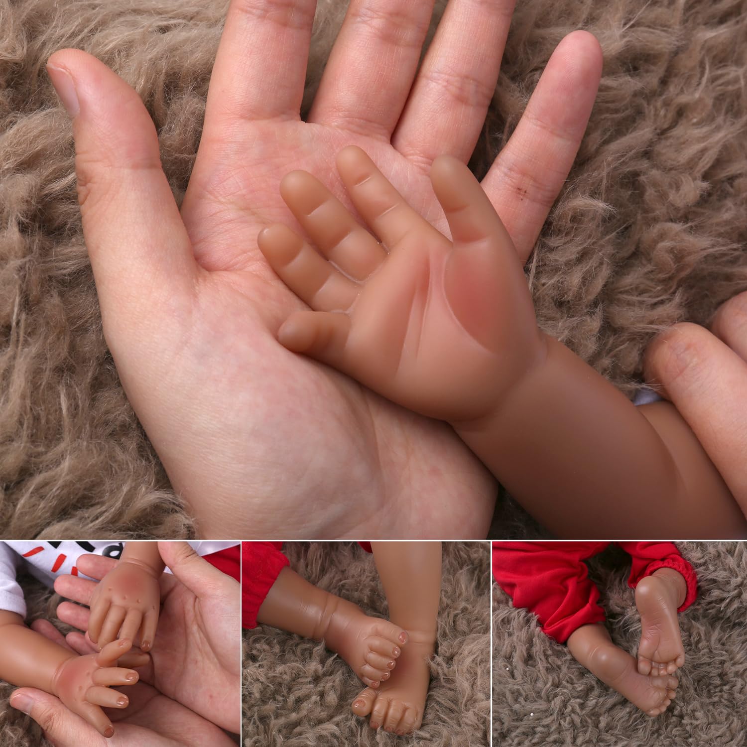 Foto 6 pulgar | Muñeca Reborn Charex Black Lucy De 55 Cm Con Cuerpo De Tela Suave - Venta Internacional.