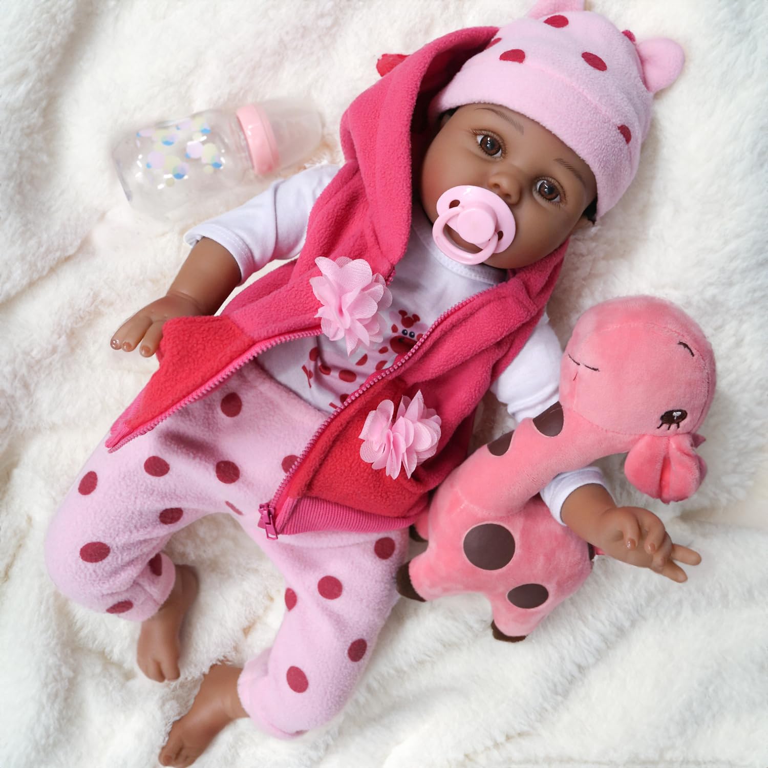 Foto 2 pulgar | Muñeca Reborn Charex Black Girl Lucy De 55 Cm Con Ropa Y Juguetes - Venta Internacional.