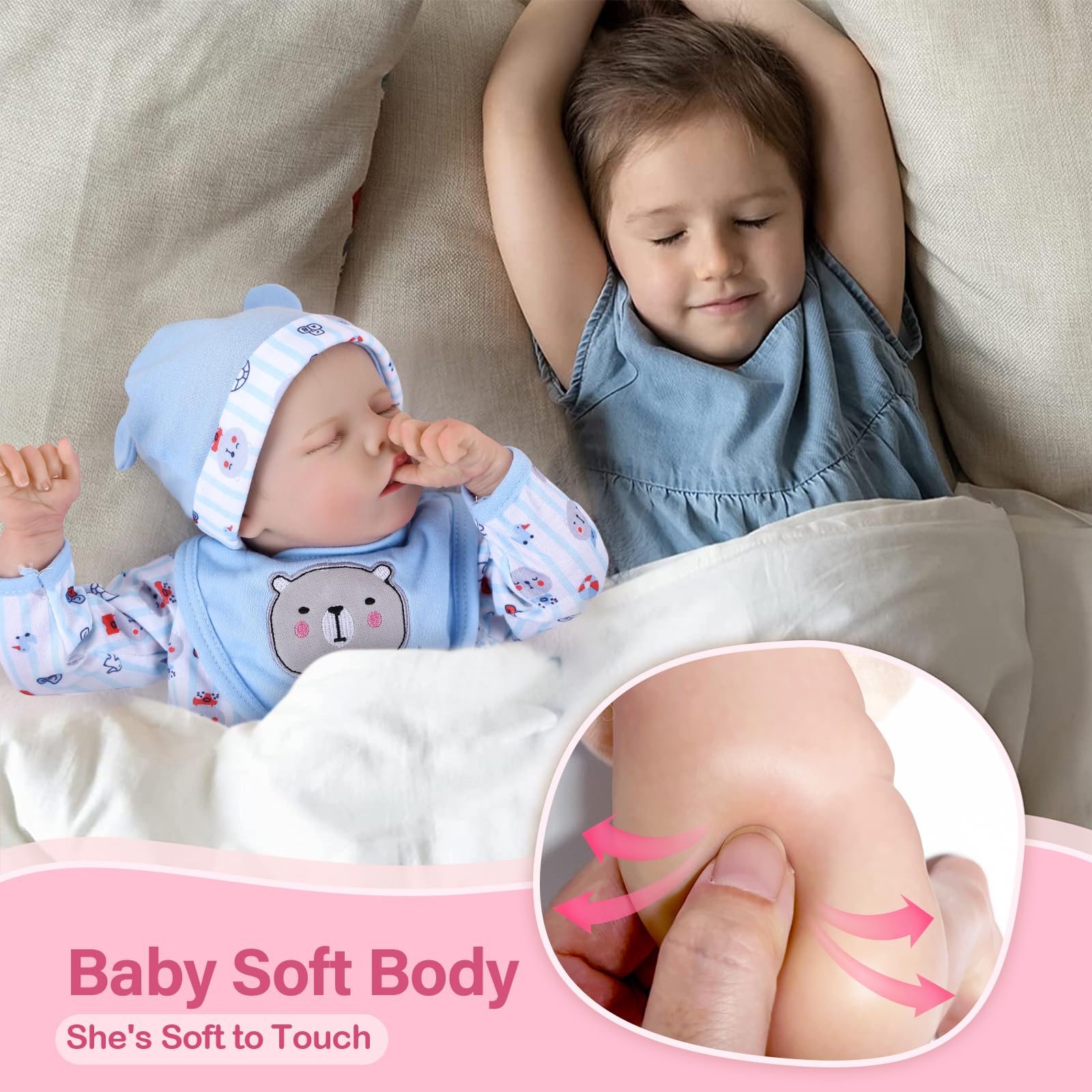 Foto 3 pulgar | Muñeca Reborn Jizhi Lifelike De 43 Cm, Cuerpo Completo De Vinilo, Para Niños De 3 Años O Más - Venta Internacional.