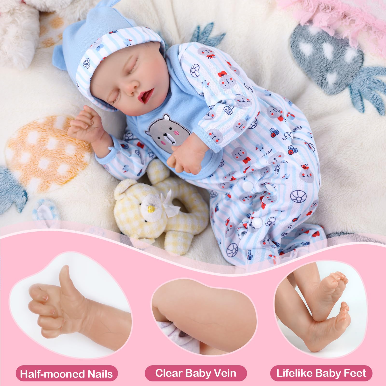 Foto 4 pulgar | Muñeca Reborn Jizhi Lifelike De 43 Cm, Cuerpo Completo De Vinilo, Para Niños De 3 Años O Más - Venta Internacional.