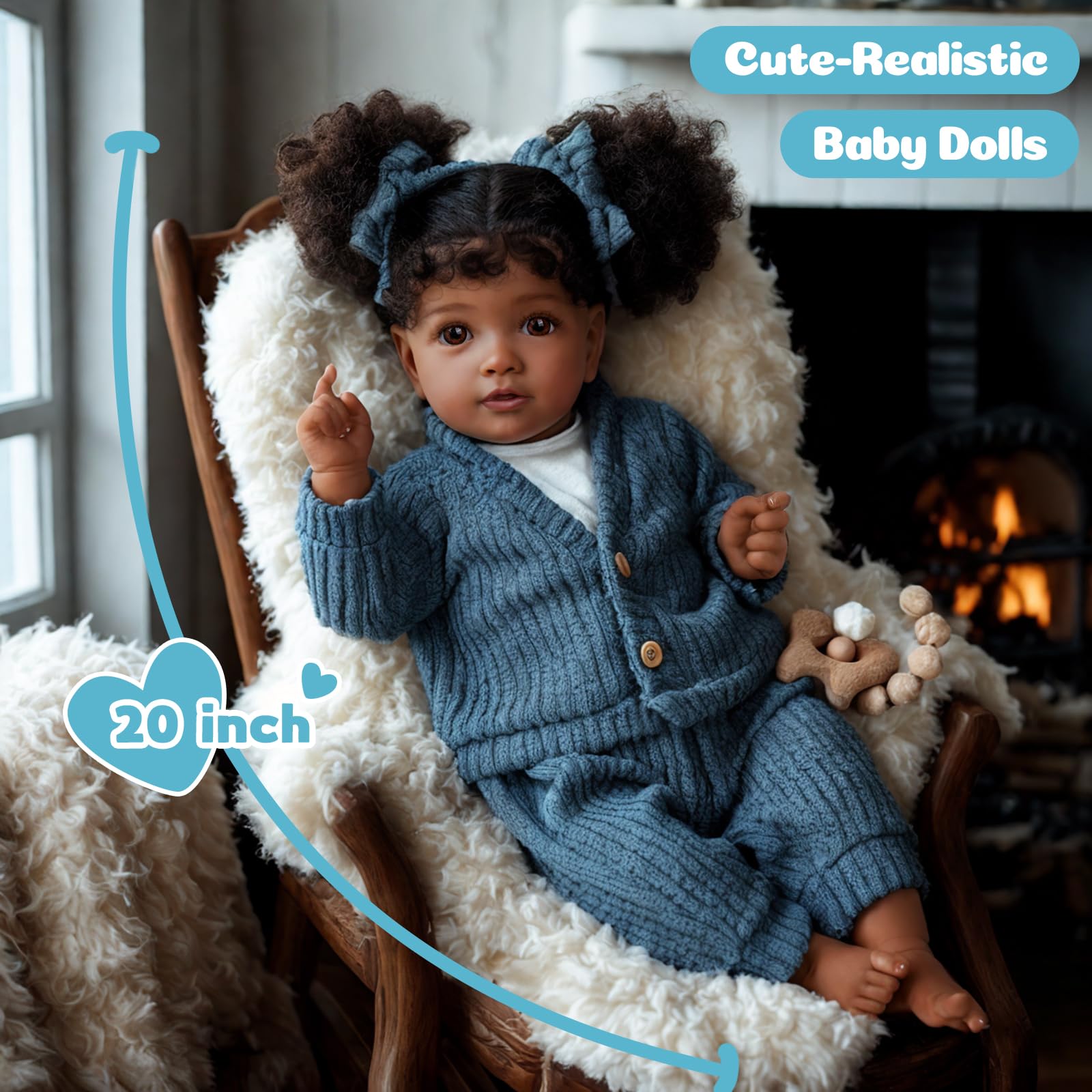 Foto 5 pulgar | Muñeca Reborn Jizhi Black Girl, 50 Cm, Realista, Con Caja De Regalo - Venta Internacional.
