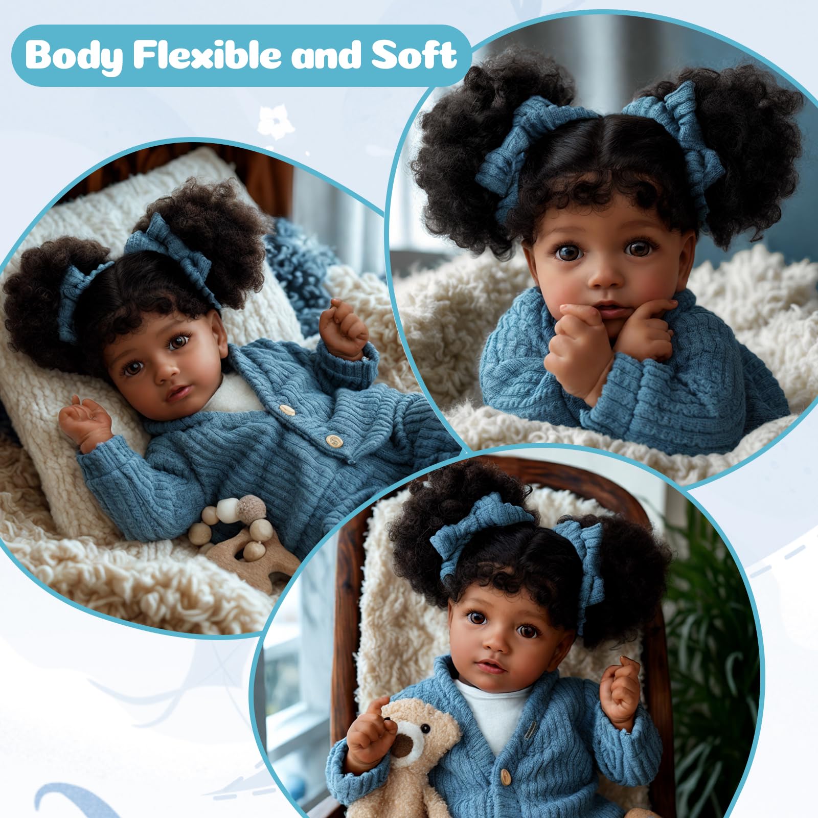 Foto 6 pulgar | Muñeca Reborn Jizhi Black Girl, 50 Cm, Realista, Con Caja De Regalo - Venta Internacional.