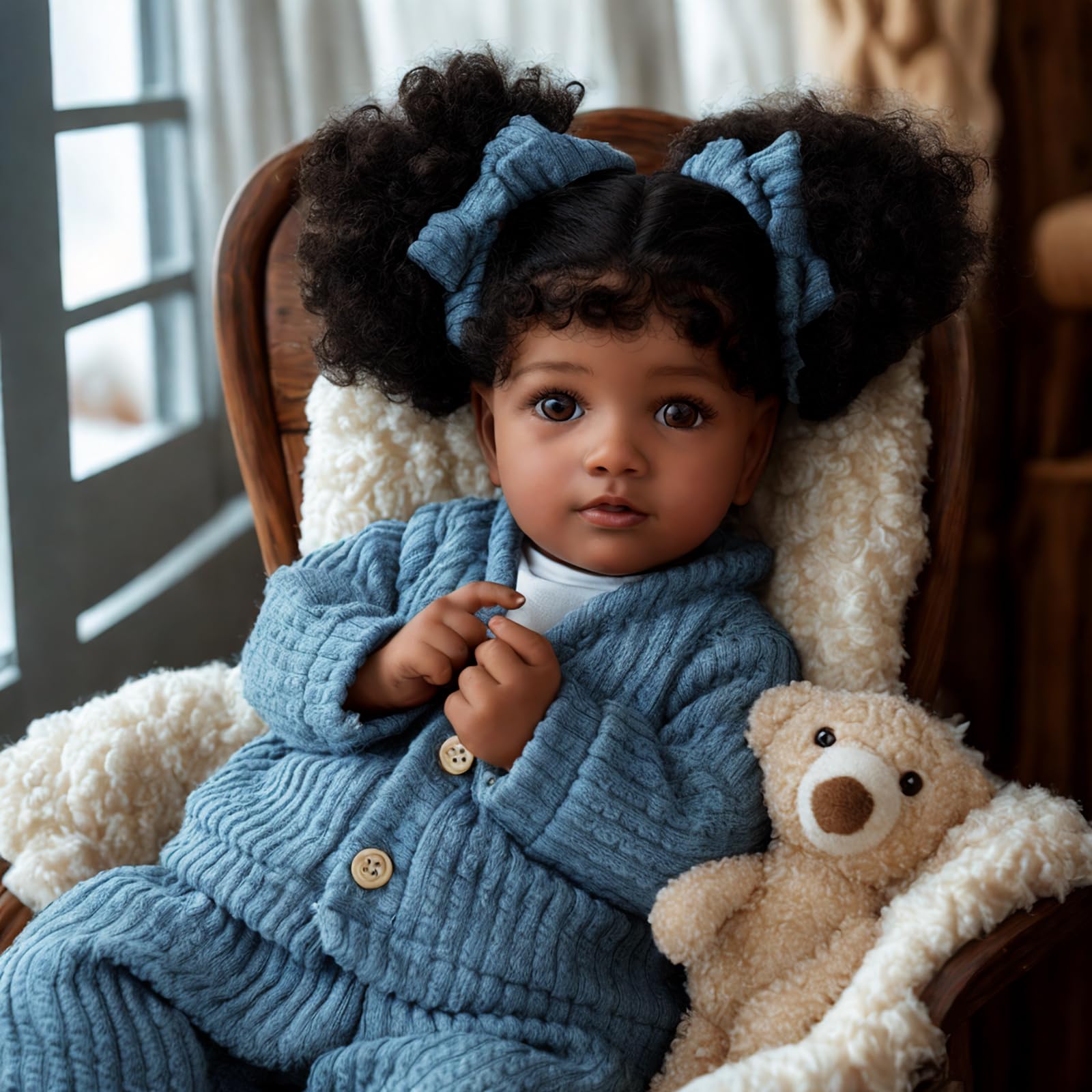Foto 6 | Muñeca Reborn Jizhi Black Girl, 50 Cm, Realista, Con Caja De Regalo - Venta Internacional.