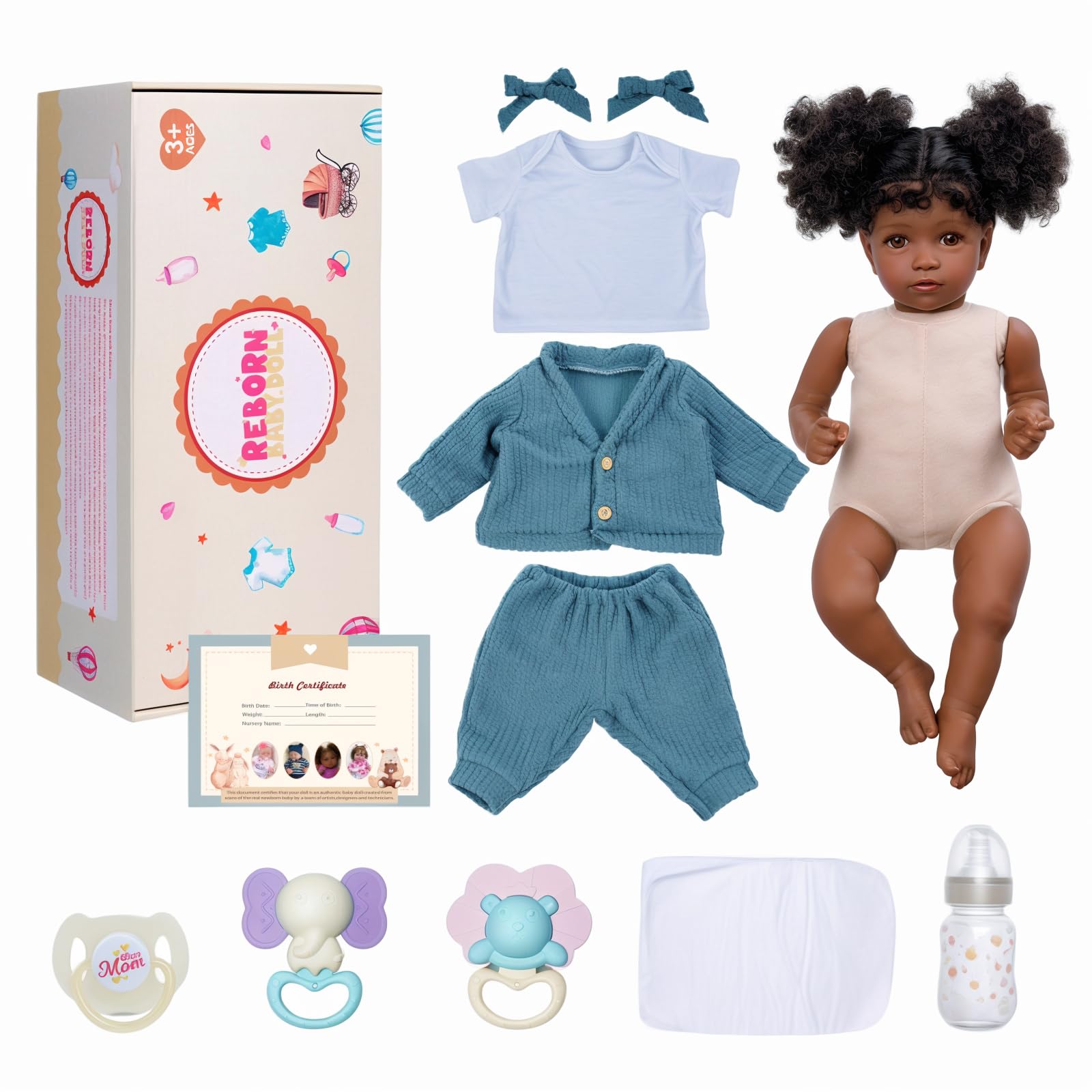 Foto 8 pulgar | Muñeca Reborn Jizhi Black Girl, 50 Cm, Realista, Con Caja De Regalo - Venta Internacional.
