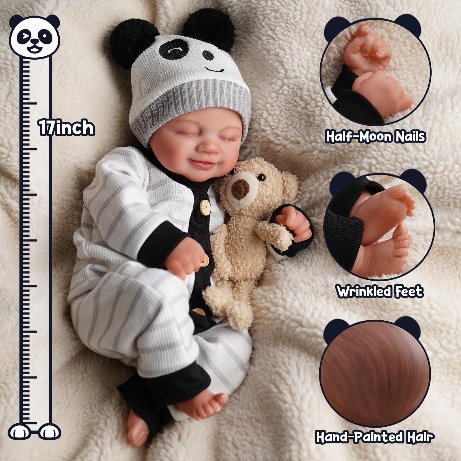 Foto 5 pulgar | Muñeca Reborn Babeside Brett De 43 Cm Con Kit De Alimentación Para Más De 3 Años - Venta Internacional.