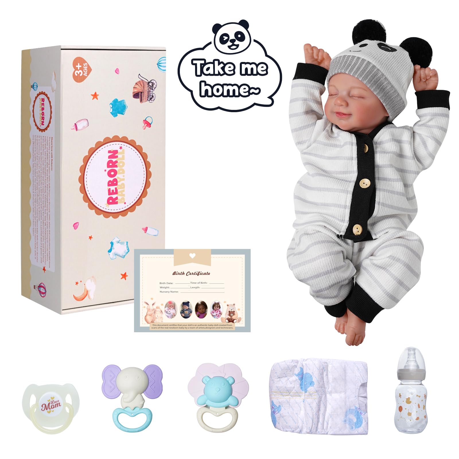 Foto 8 pulgar | Muñeca Reborn Babeside Brett De 43 Cm Con Kit De Alimentación Para Más De 3 Años - Venta Internacional.