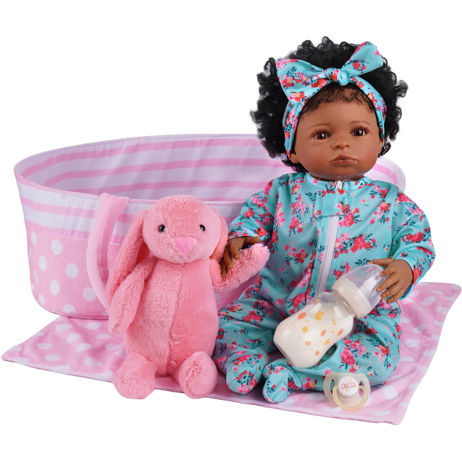 Muñeca Babeside Vanessa Negra De 50 Cm Con Capazo Para Más De 3 Años - Venta Internacional.