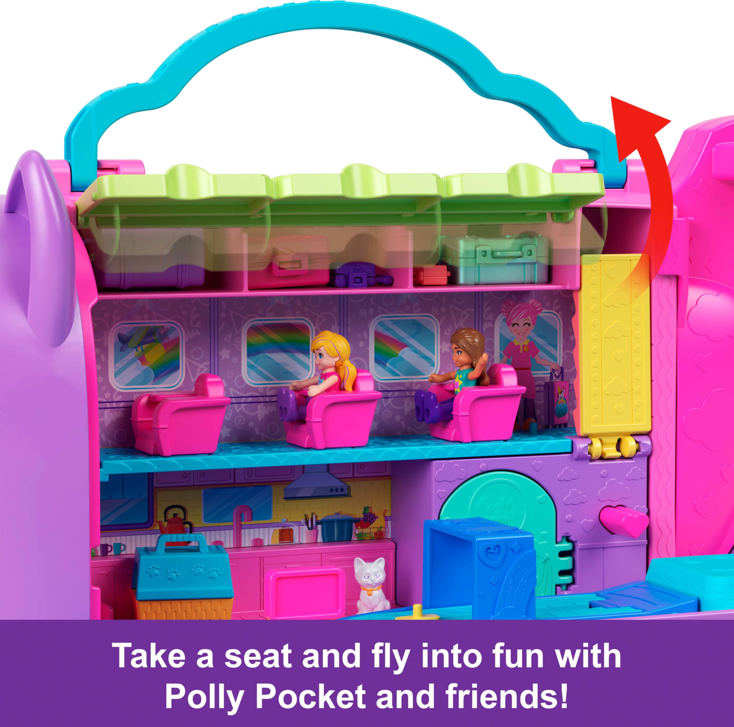 Foto 6 pulgar | Playset Polly Pocket Kitty Airways Airways Con 2 Muñecas Y Una Mascota - Venta Internacional.