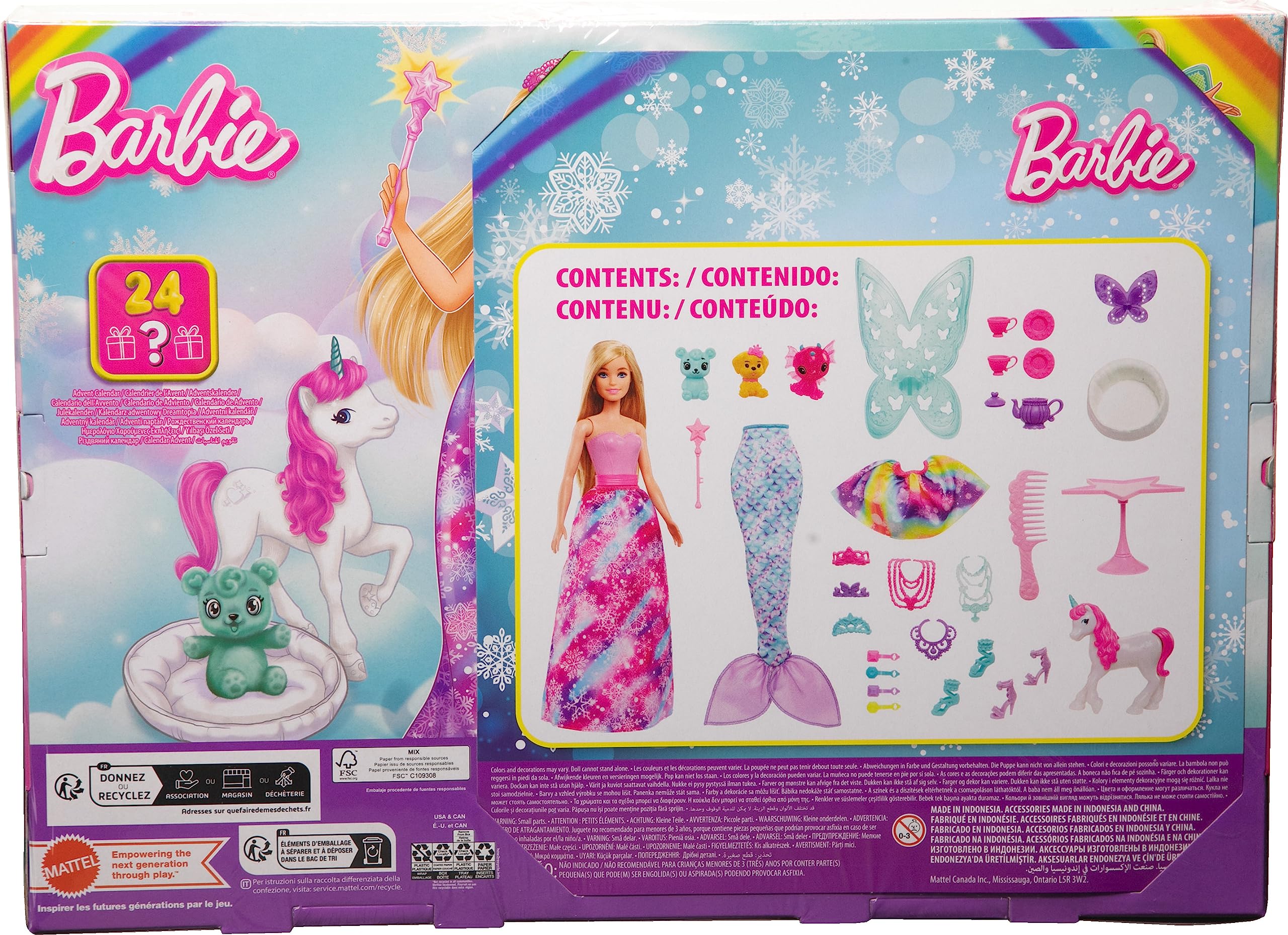 Foto 4 pulgar | Calendario De Adviento Barbie Dreamtopia Con Muñeca Barbie Fashion - Venta Internacional.
