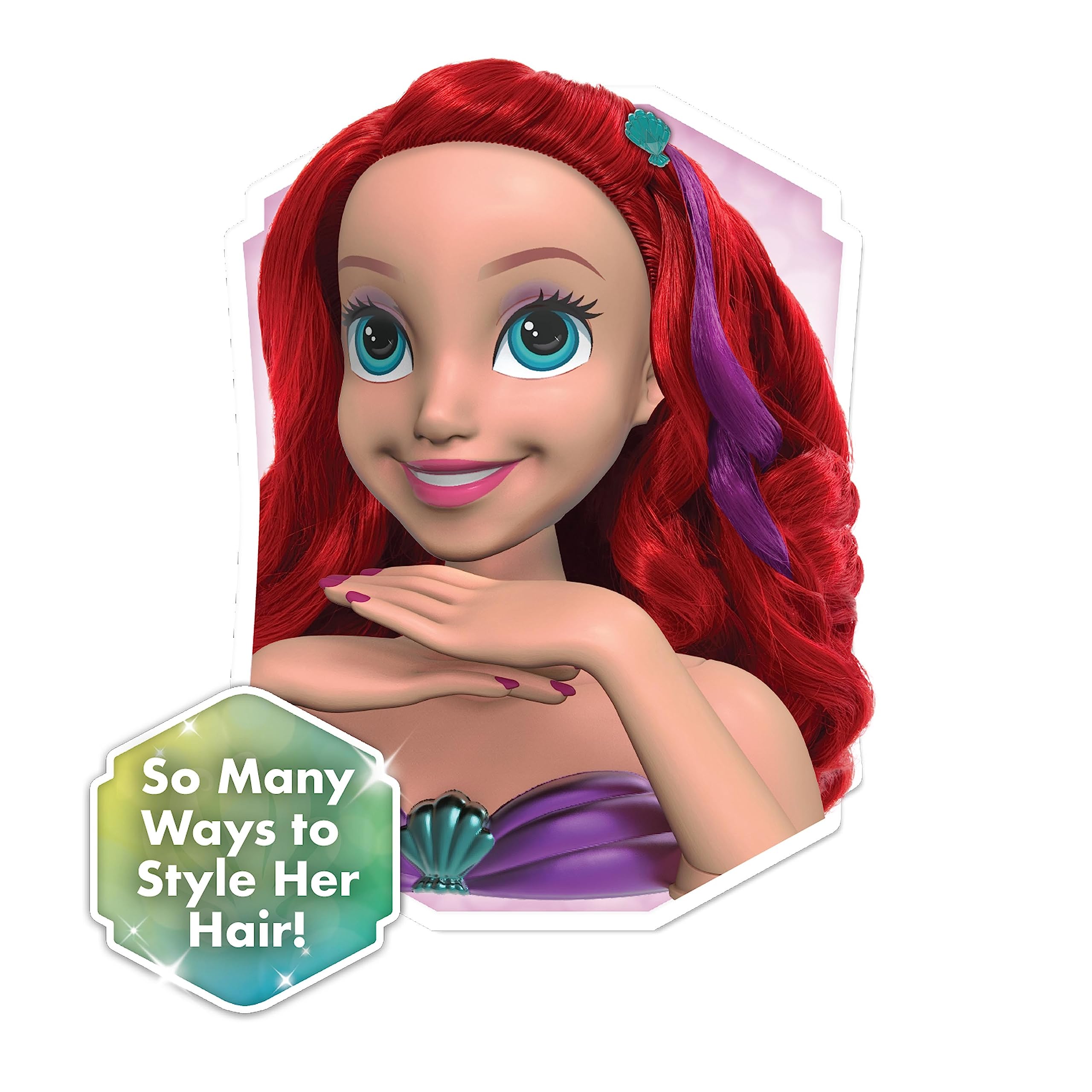 Foto 4 | Cabezal De Peluquería Just Play, Princesa Ariel De Disney, 20 Piezas - Venta Internacional.