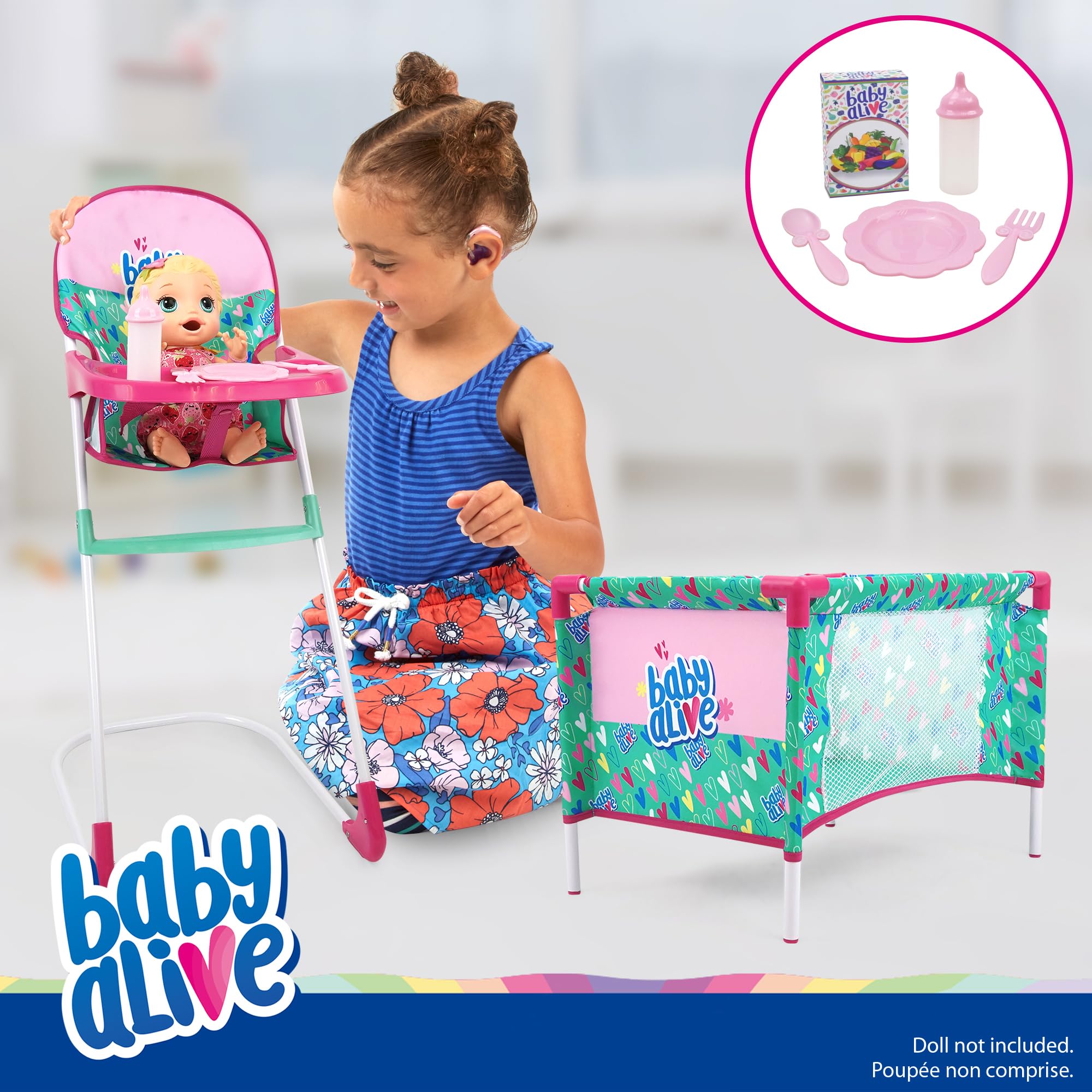 Foto 3 pulgar | Set De Juego Para Muñecas Baby Alive At Home, 7 Piezas, Con Patio De Juegos Y Trona - Venta Internacional.