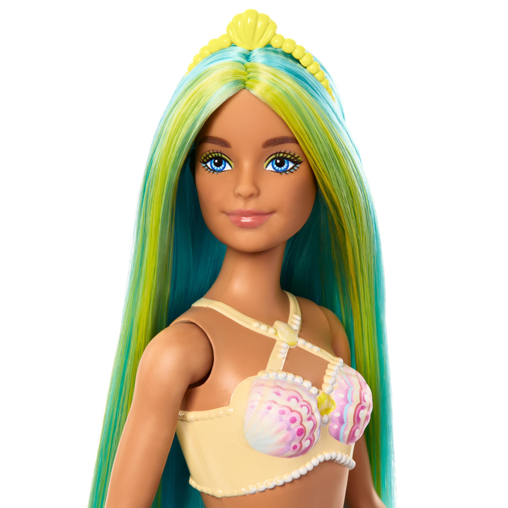 Foto 3 pulgar | Muñeca Sirena Barbie Con Pelo De Fantasía Bicolor Azul Y Amarillo - Venta Internacional.