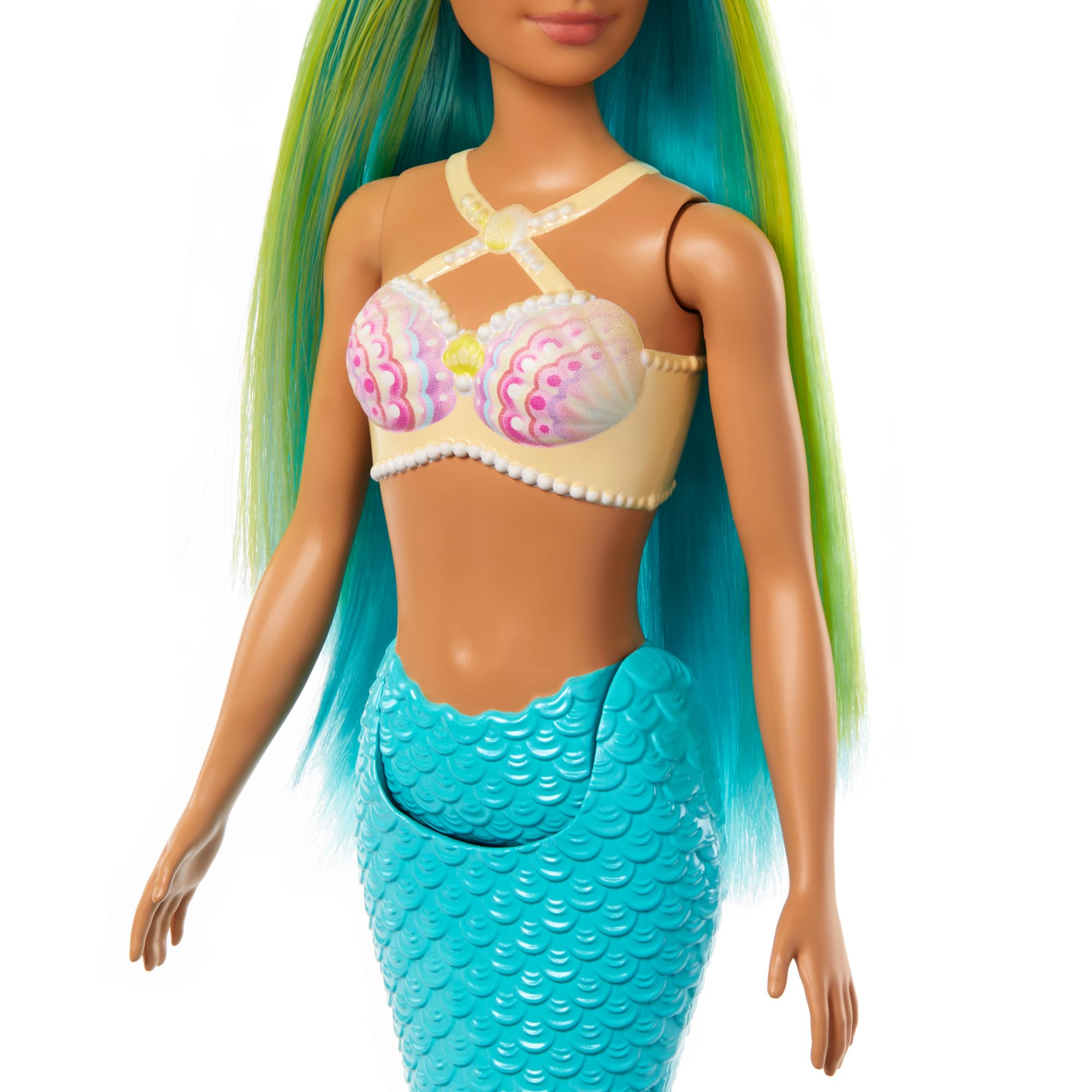 Foto 4 pulgar | Muñeca Sirena Barbie Con Pelo De Fantasía Bicolor Azul Y Amarillo - Venta Internacional.