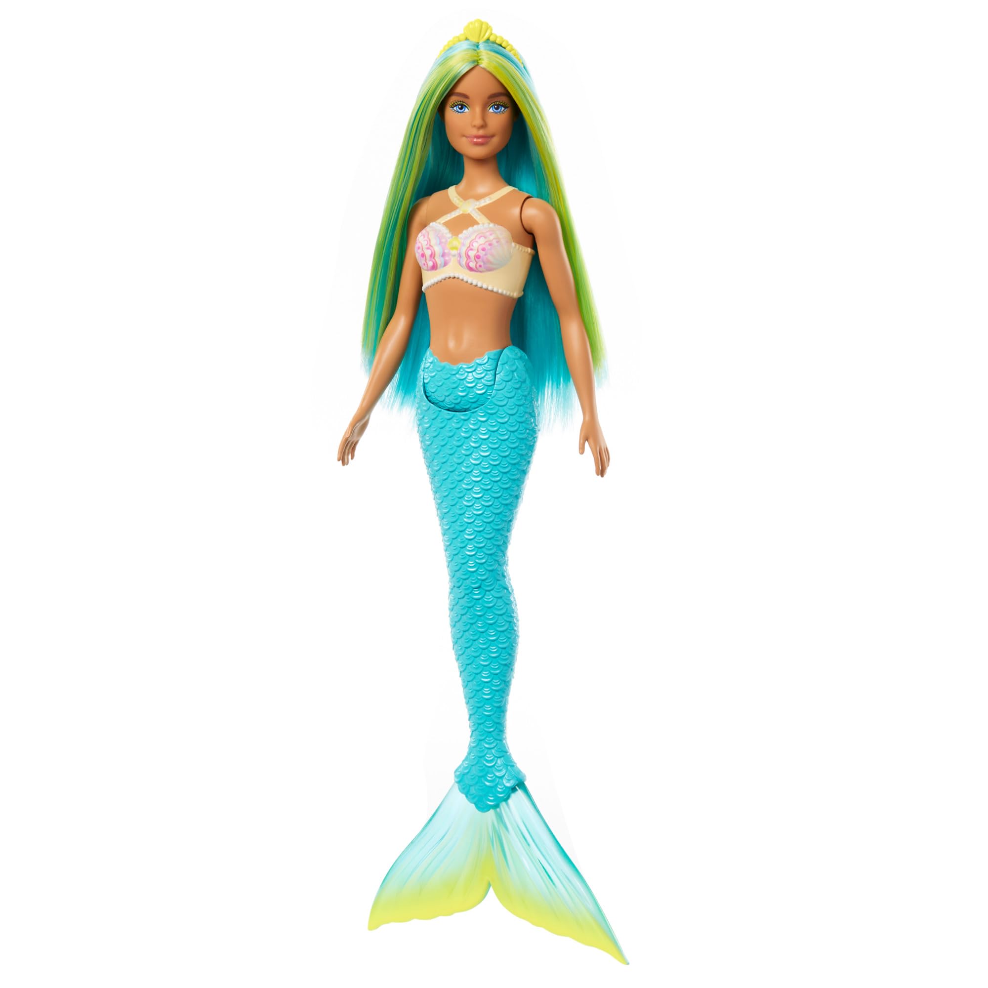 Foto 6 pulgar | Muñeca Sirena Barbie Con Pelo De Fantasía Bicolor Azul Y Amarillo - Venta Internacional.