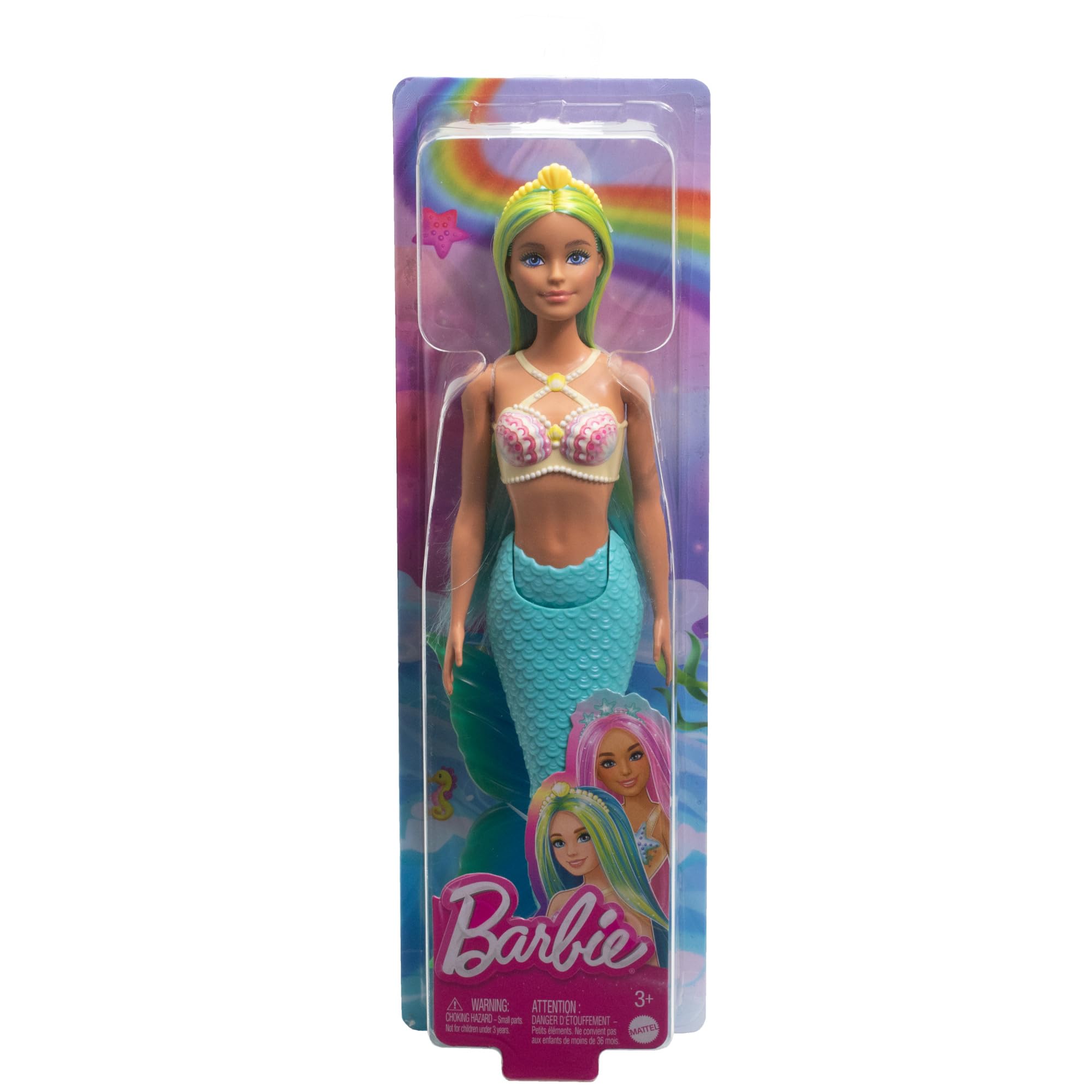 Foto 7 pulgar | Muñeca Sirena Barbie Con Pelo De Fantasía Bicolor Azul Y Amarillo - Venta Internacional.