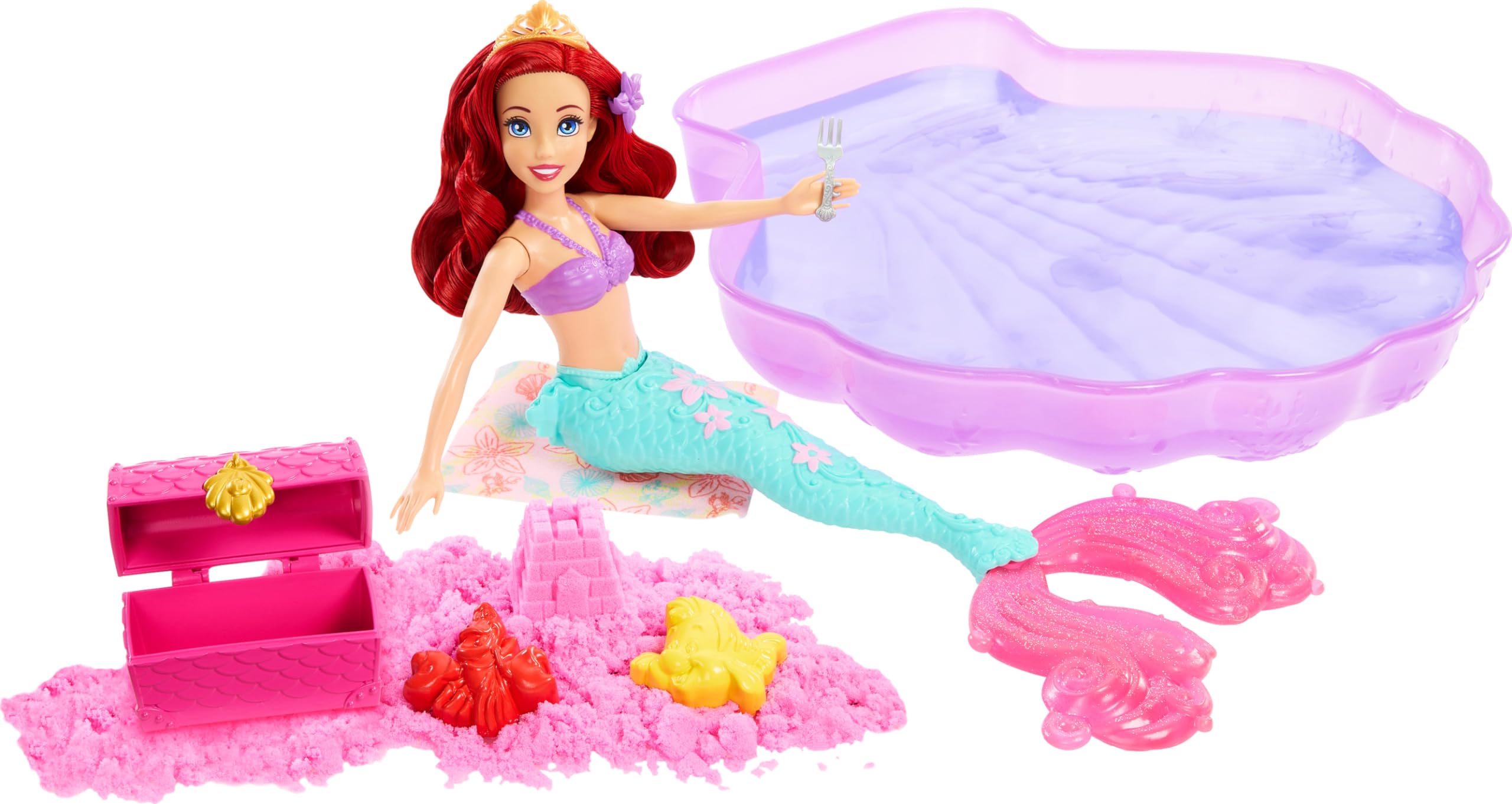 Set Toy Mattel Disney Princess Ariel Mermaid Con Piscina Y Arena - Venta Internacional.