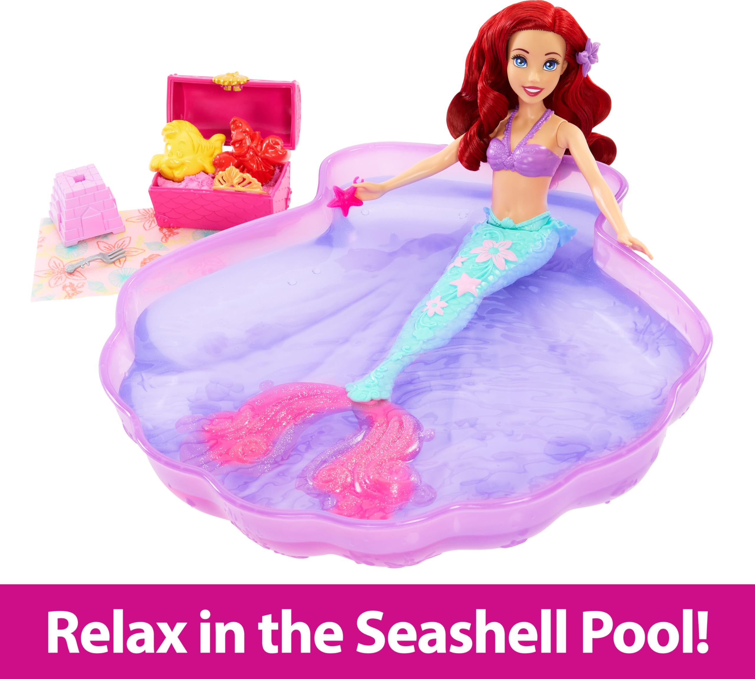 Foto 5 pulgar | Set Toy Mattel Disney Princess Ariel Mermaid Con Piscina Y Arena - Venta Internacional.