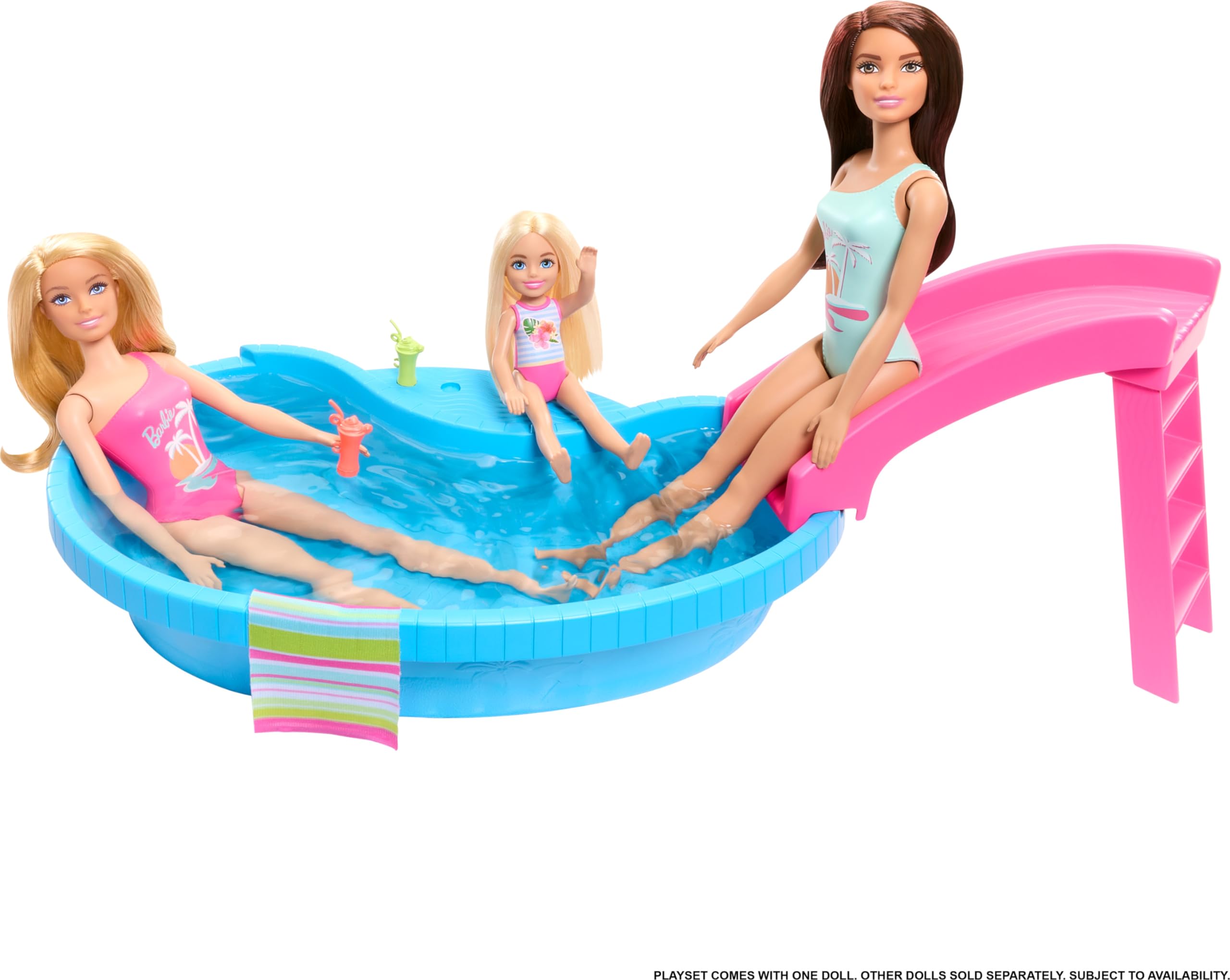 Foto 4 pulgar | Playset Barbie Doll & Pool Con Acceso A Tobogán, Toalla Y Bebida. - Venta Internacional.