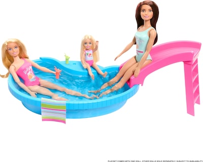 Foto 3 | Playset Barbie Doll & Pool Con Acceso A Tobogán, Toalla Y Bebida. - Venta Internacional.