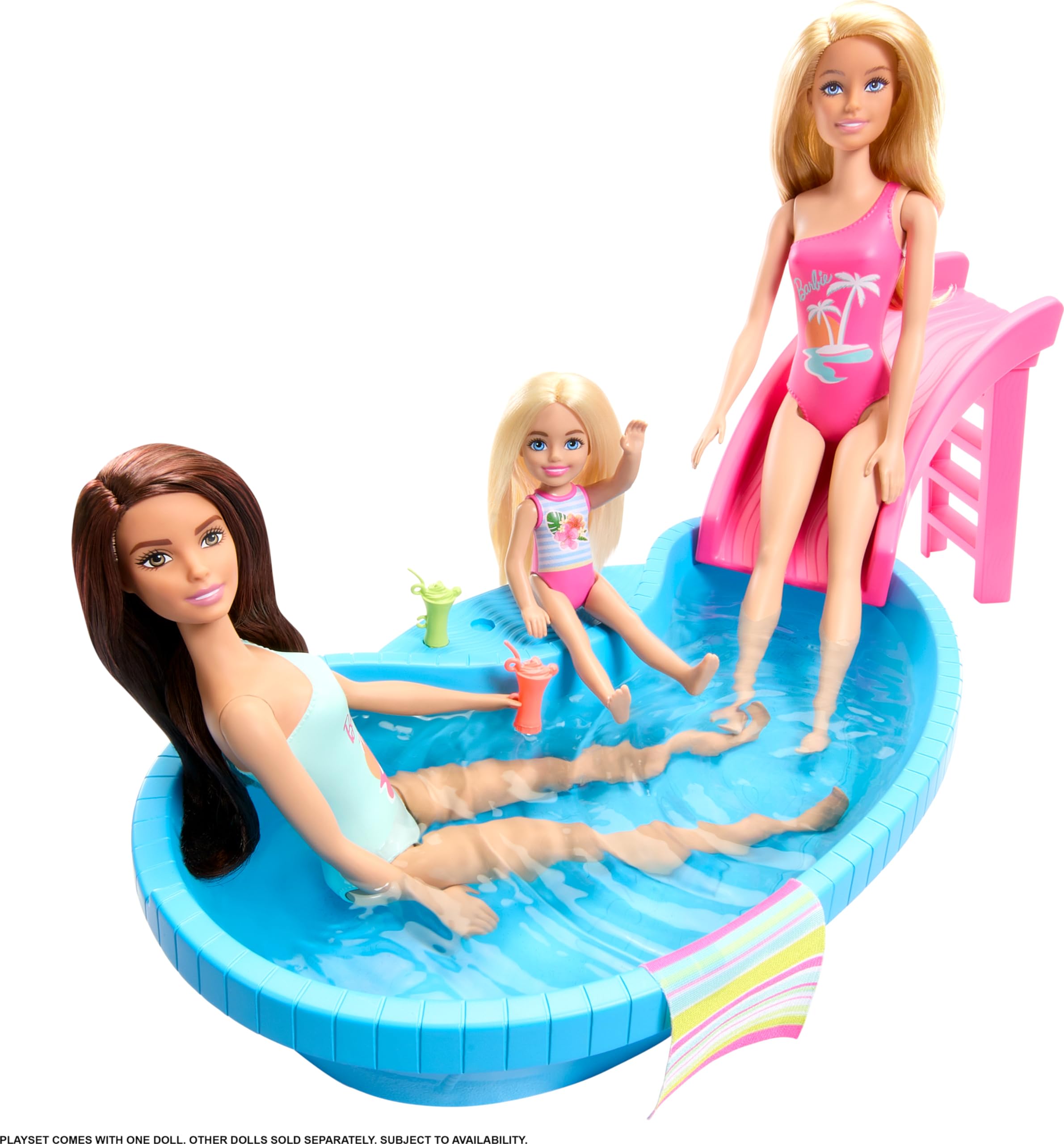Foto 5 pulgar | Playset Barbie Doll & Pool Con Acceso A Tobogán, Toalla Y Bebida. - Venta Internacional.