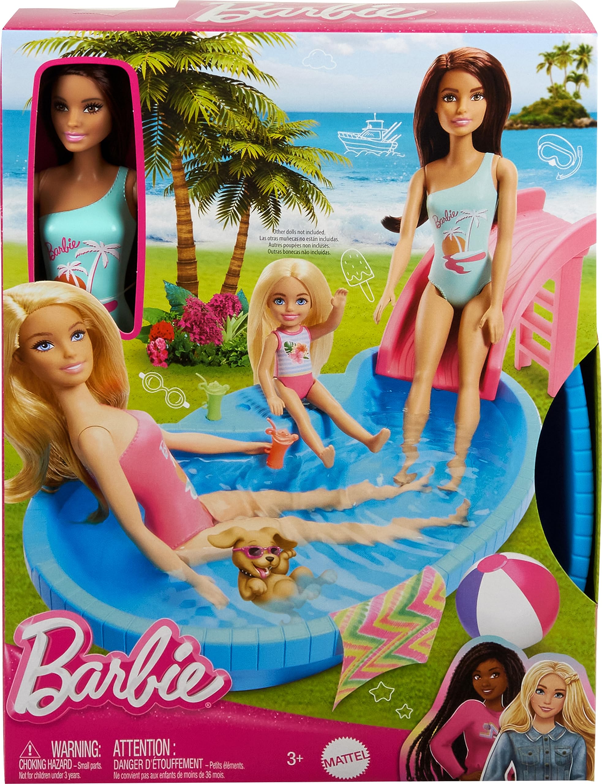 Foto 6 pulgar | Playset Barbie Doll & Pool Con Acceso A Tobogán, Toalla Y Bebida. - Venta Internacional.