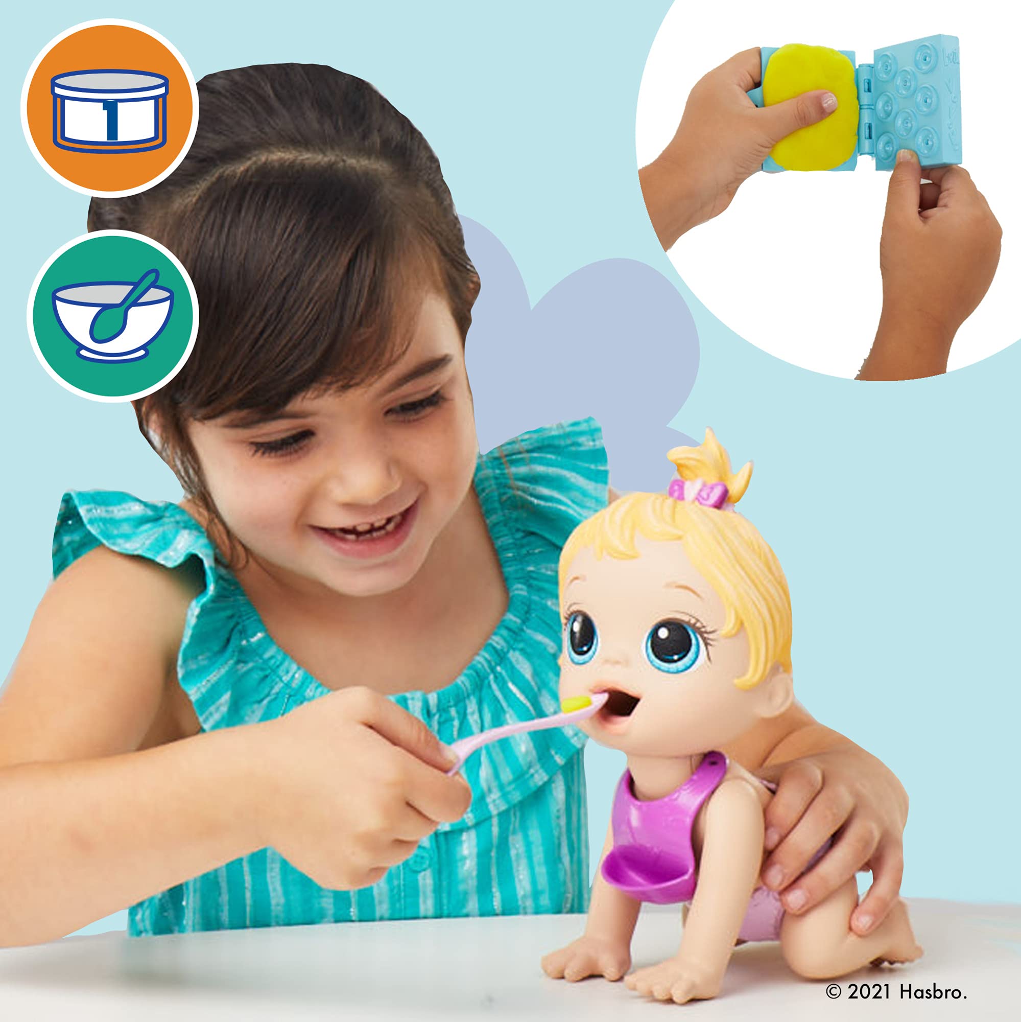 Foto 4 pulgar | Muñeca Baby Alive Lil Snacks Come Cacas, 20 Cm, Pelo Rubio - Venta Internacional.