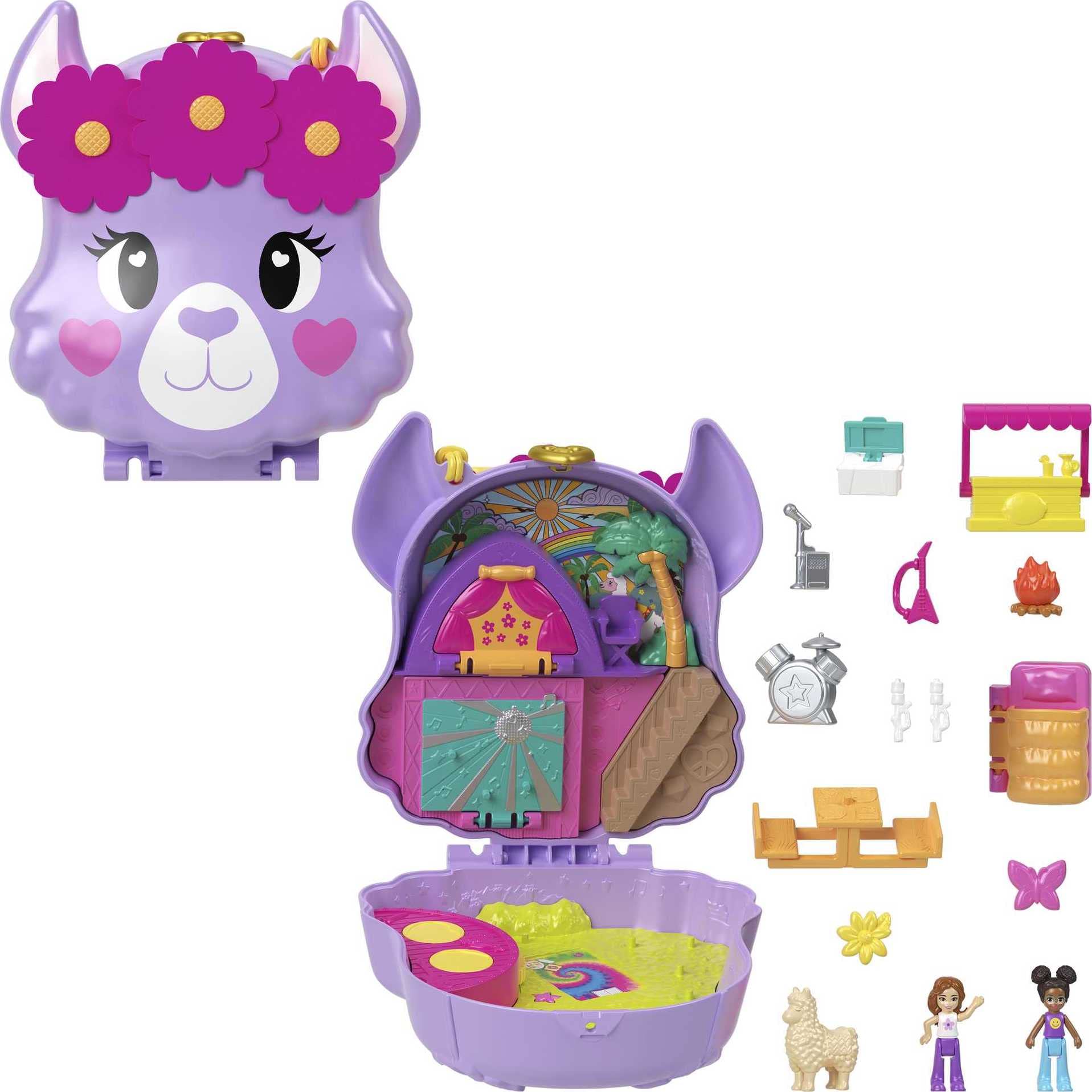 Foto 2 pulgar | Set De Juego Compacto Polly Pocket Llama Camp Adventure Con Muñecas - Venta Internacional.