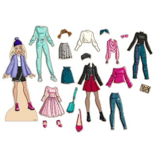 Foto 2 | Juguetes Magnéticos De Madera Para Vestir A Barbie Tara Con 23 Prendas - Venta Internacional.