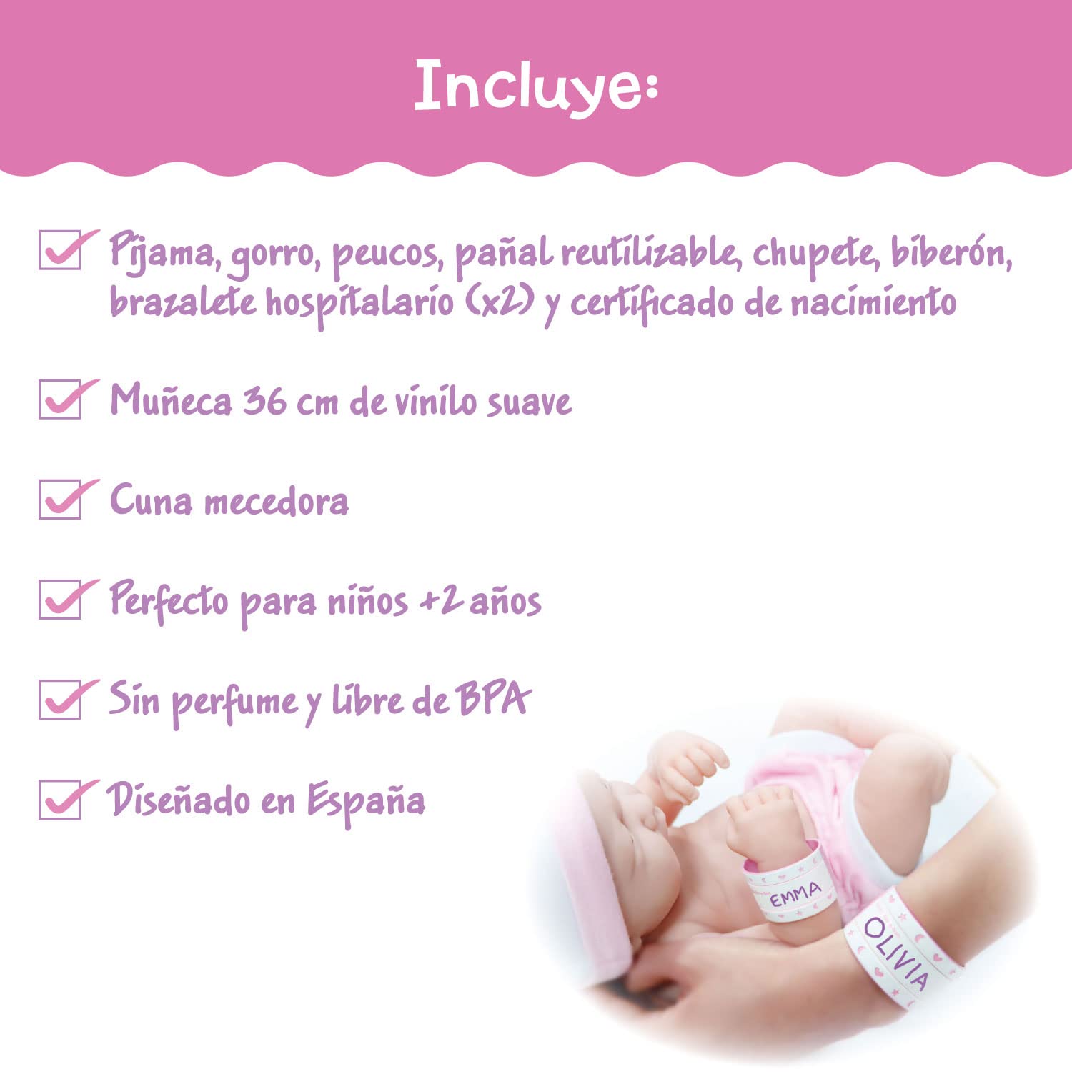 Foto 3 pulgar | Set De Regalo Doll Jc Toys La Newborn De 14 Pulgadas Con Mecedora Para Cuna, 10 Piezas - Venta Internacional.