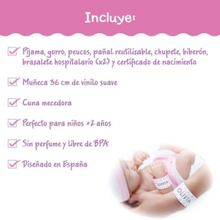Foto 2 | Set De Regalo Doll Jc Toys La Newborn De 14 Pulgadas Con Mecedora Para Cuna, 10 Piezas - Venta Internacional.
