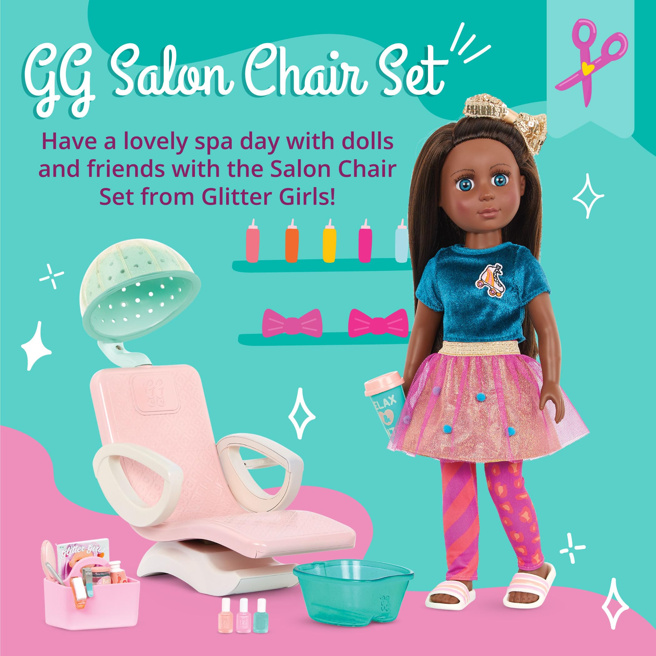 Foto 3 pulgar | Silla De Salón Y Set De Juego Con Purpurina Para Niñas Con Muñeca De 14 Pulgadas - Venta Internacional.