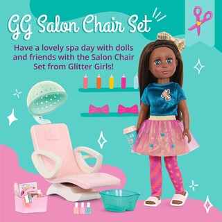Foto 2 | Silla De Salón Y Set De Juego Con Purpurina Para Niñas Con Muñeca De 14 Pulgadas - Venta Internacional.