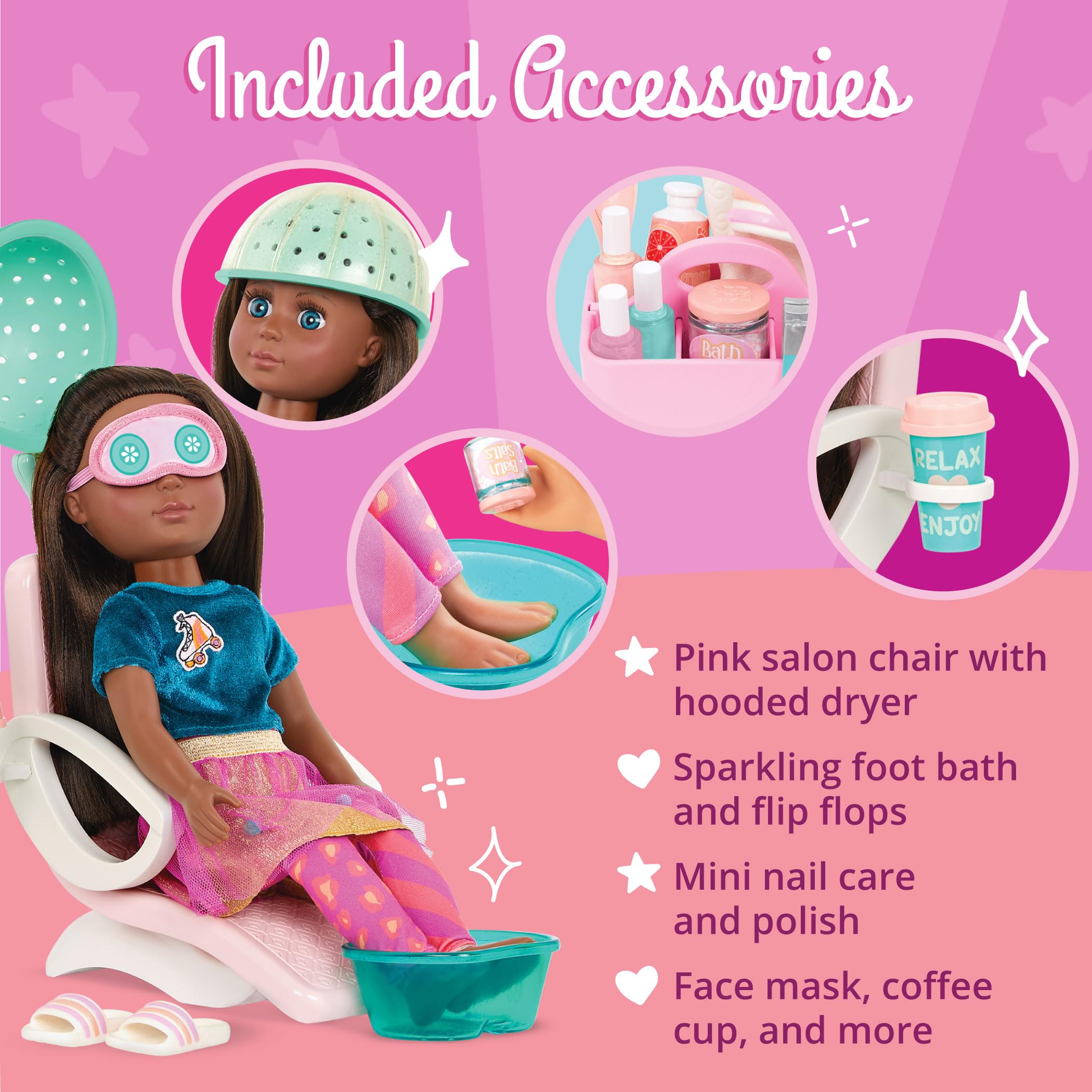 Foto 4 pulgar | Silla De Salón Y Set De Juego Con Purpurina Para Niñas Con Muñeca De 14 Pulgadas - Venta Internacional.